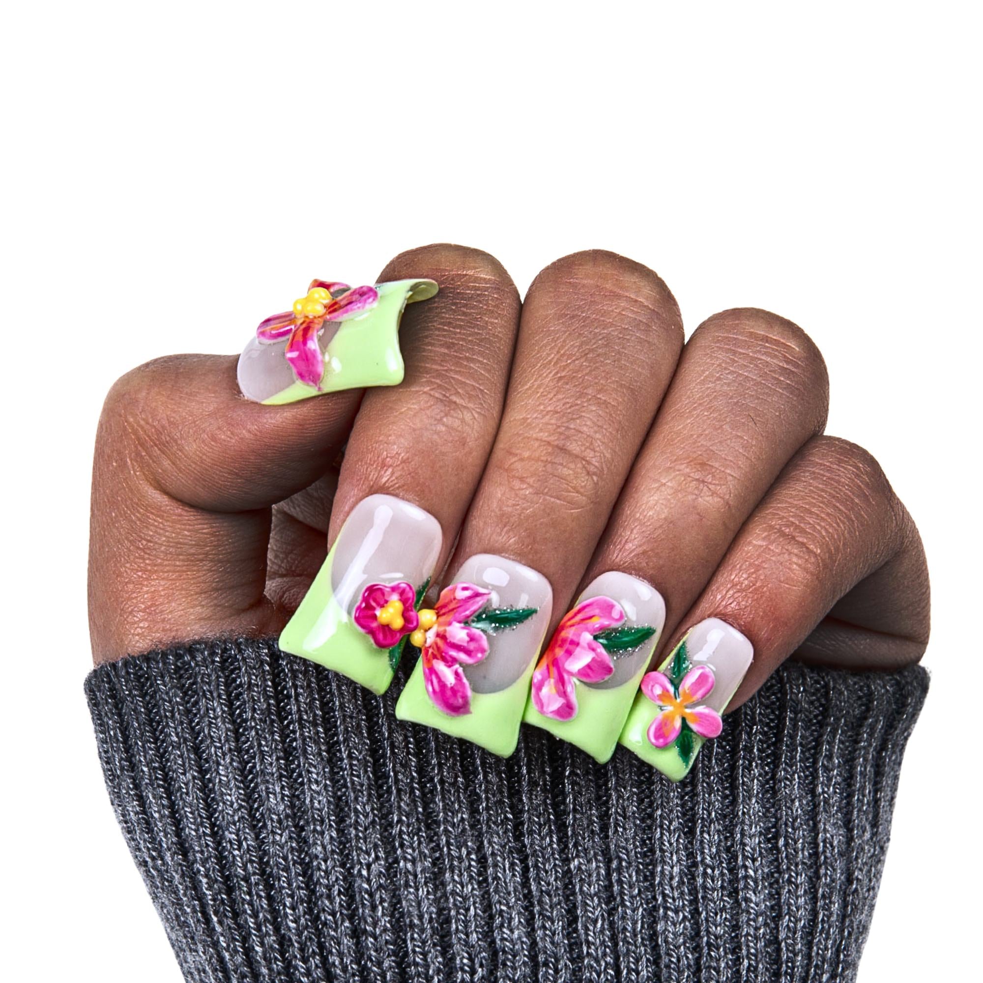 Flourishing Fuchsia Handmade Nails H388