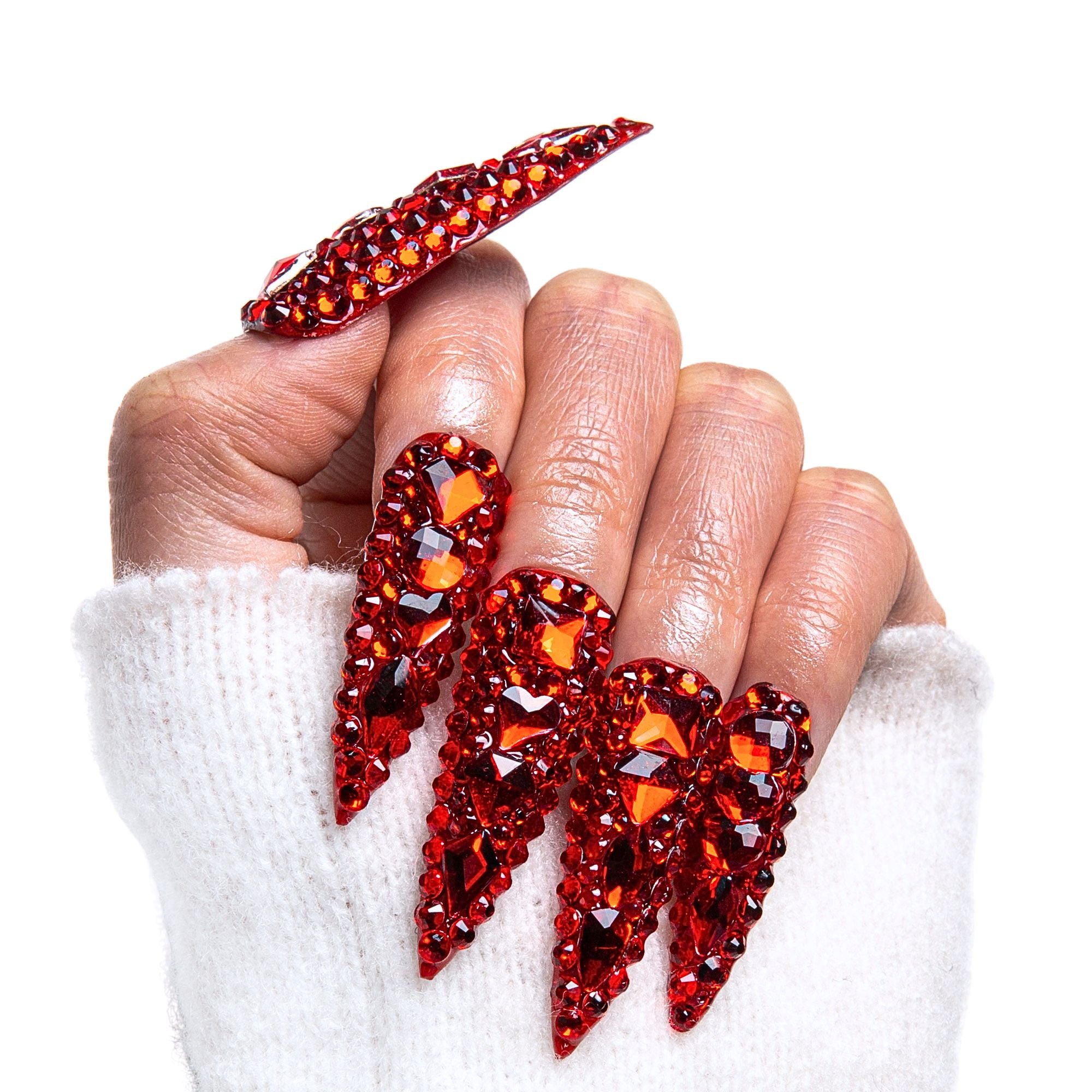 Flaming Sex Red Handmade Nails H39