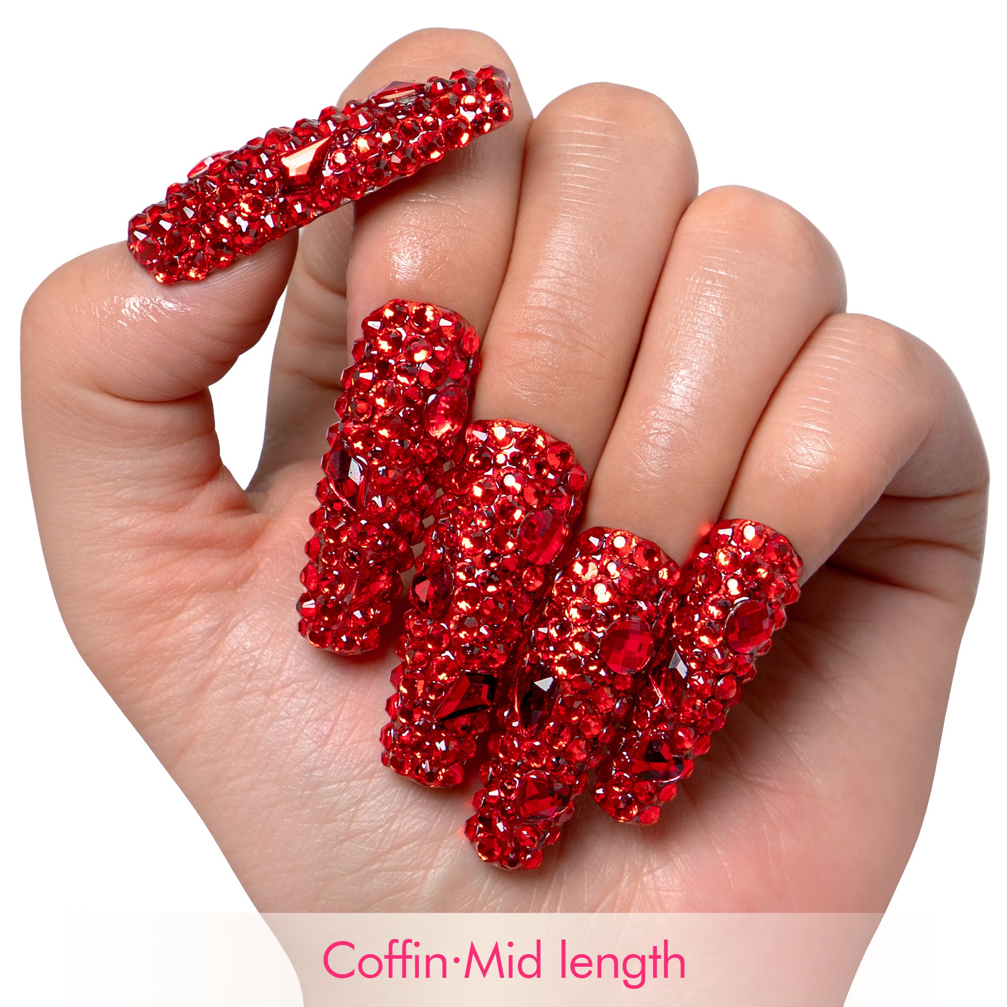 Flaming Sex Red Handmade Nails H39