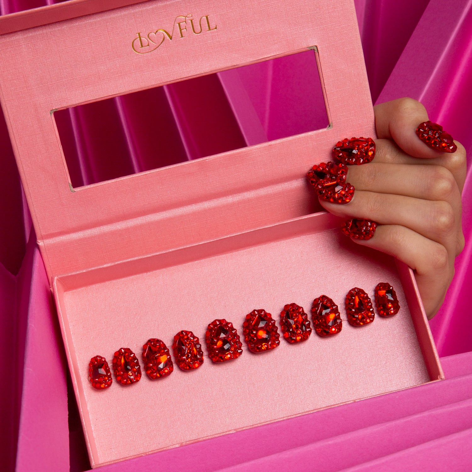 Flaming Sex Red Handmade Round Nails H39