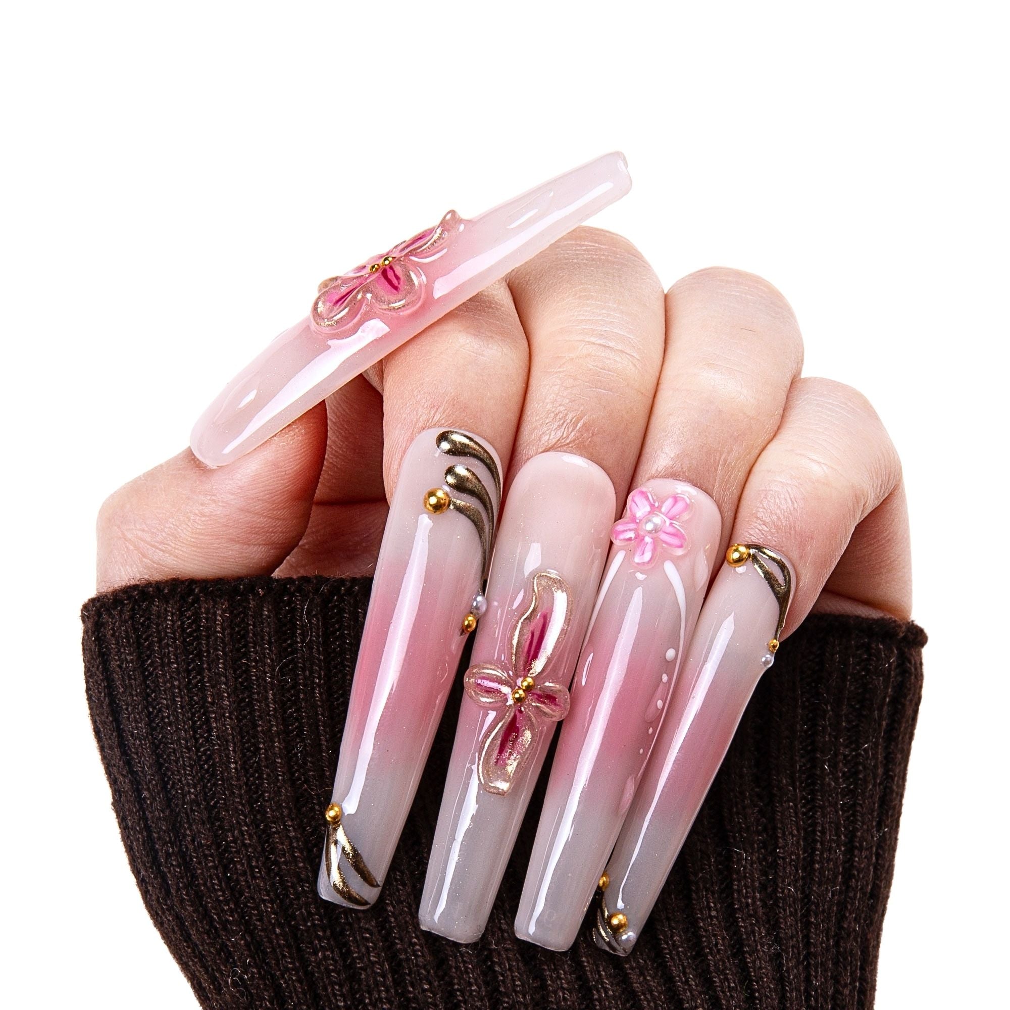 Rosé Radiance Handmade Nails H391