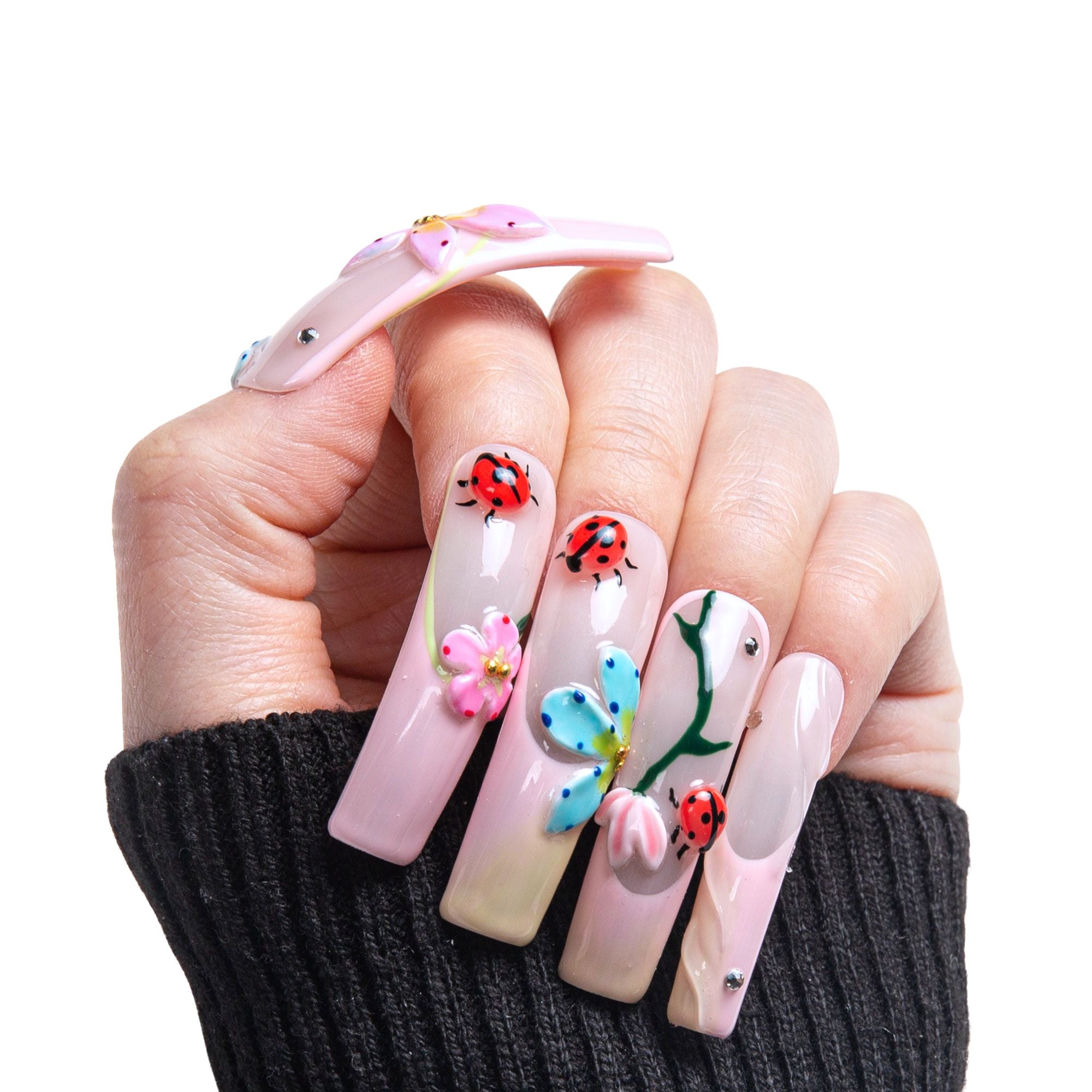 Lovebug Picnic Handmade Nails H393