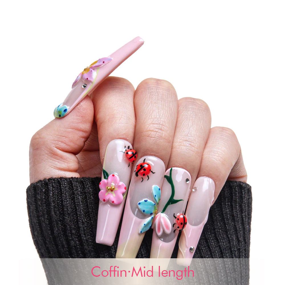 Lovebug Picnic Handmade Nails H393