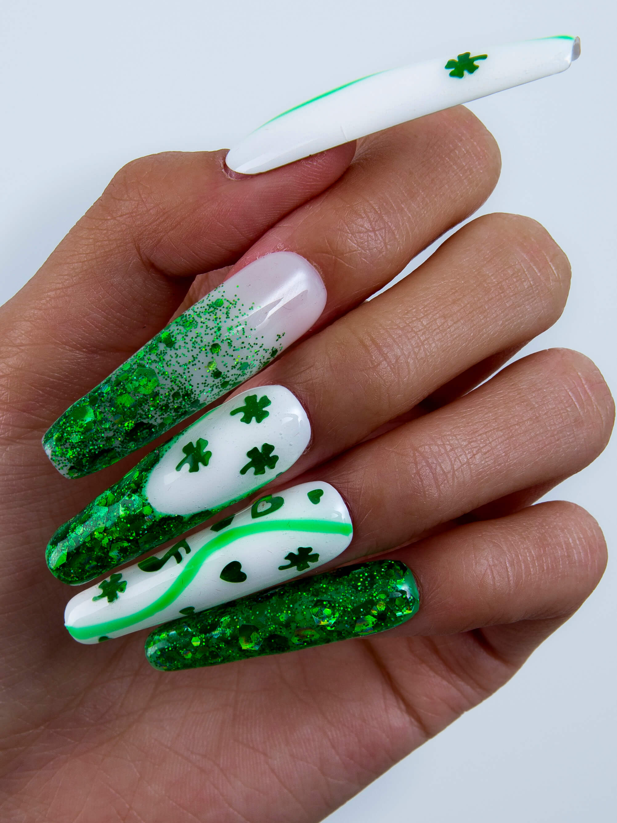 Saint Patrick's Day Handmade Nails 24pcs H40