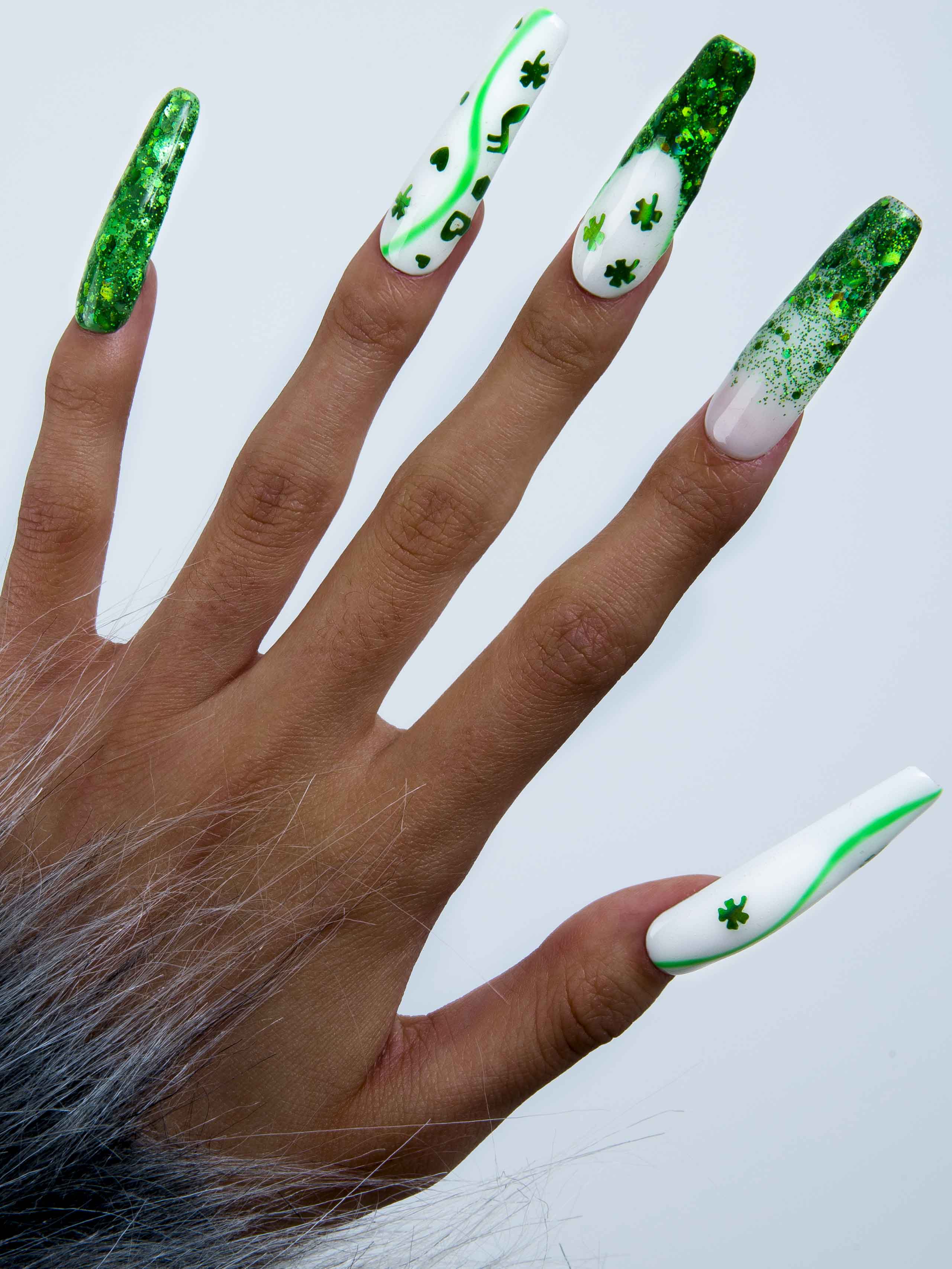 Saint Patrick's Day Handmade Nails 24pcs H40