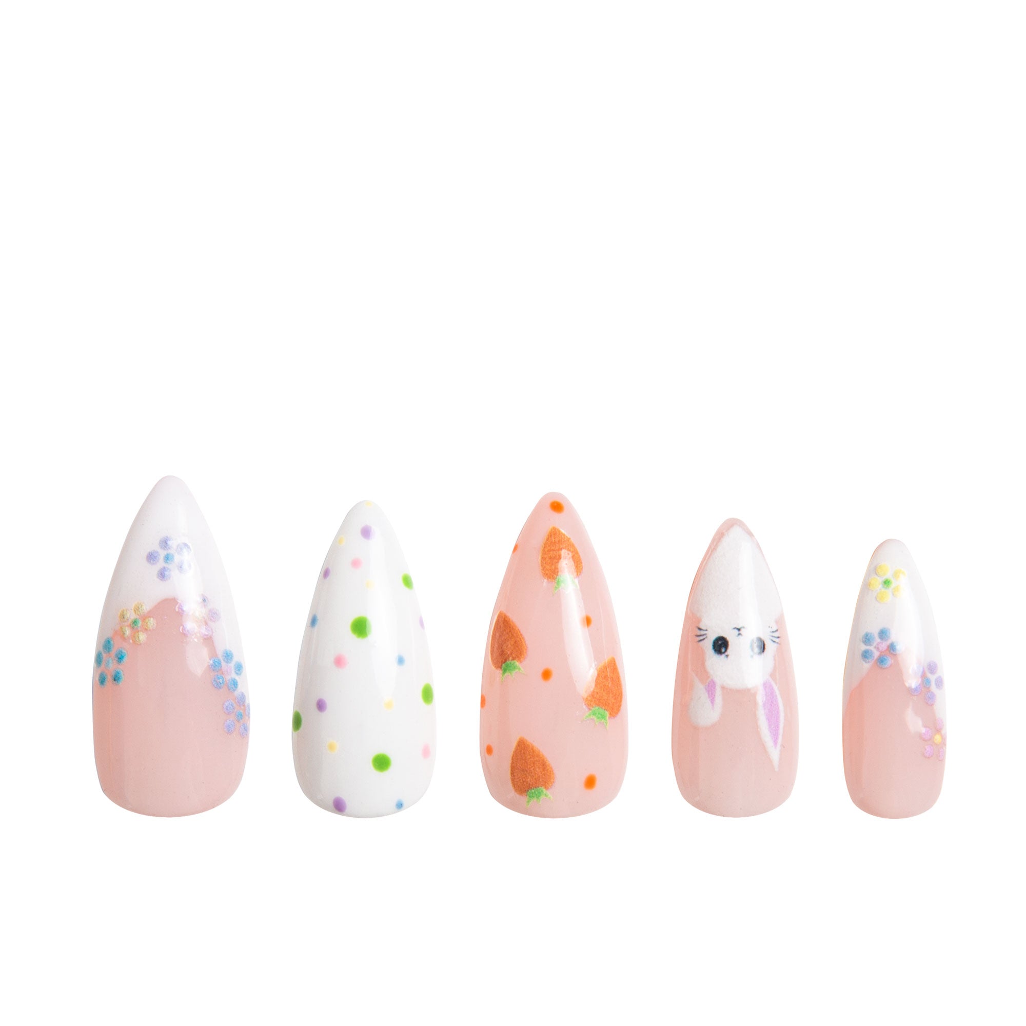 Sweet Bunny Blooms Handmade Nails H404