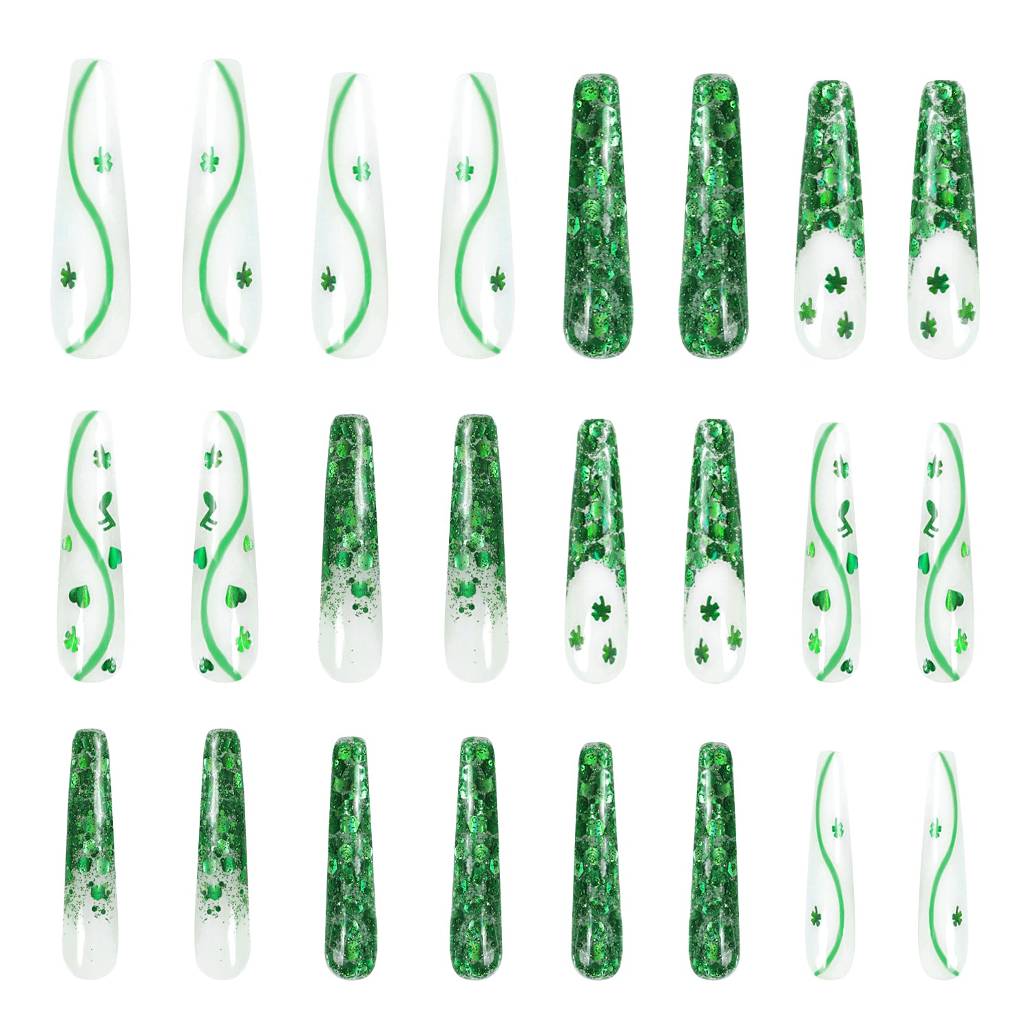 Saint Patrick's Day Handmade Nails 24pcs H40