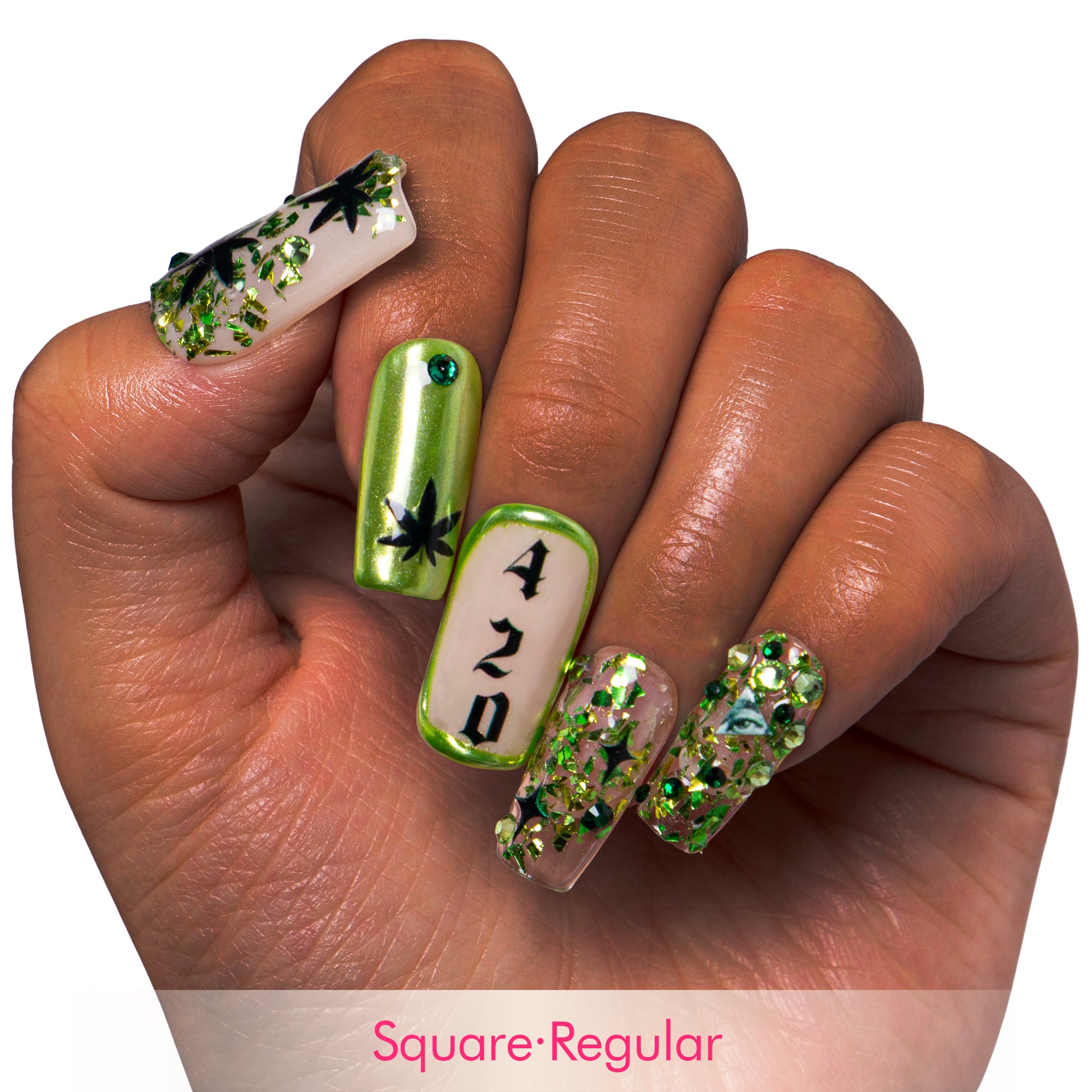 Emerald Haze Handmade Nails H429