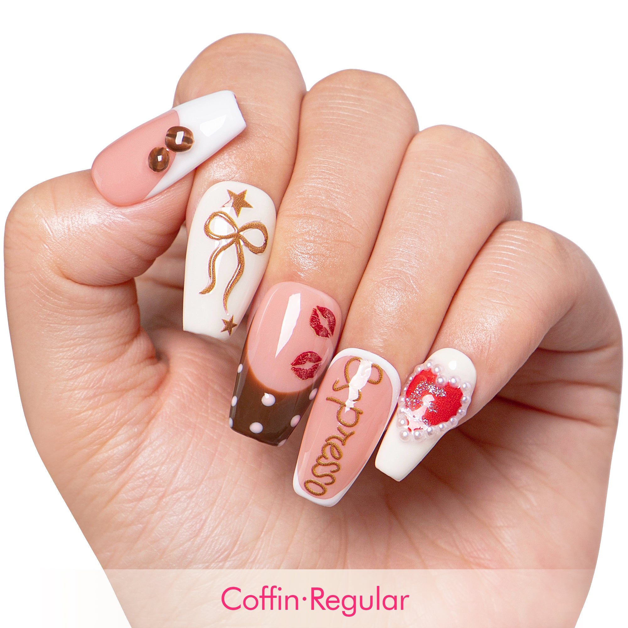 Sabrina’s Brown Sugar Shakin Espresso Handmade Nails H436