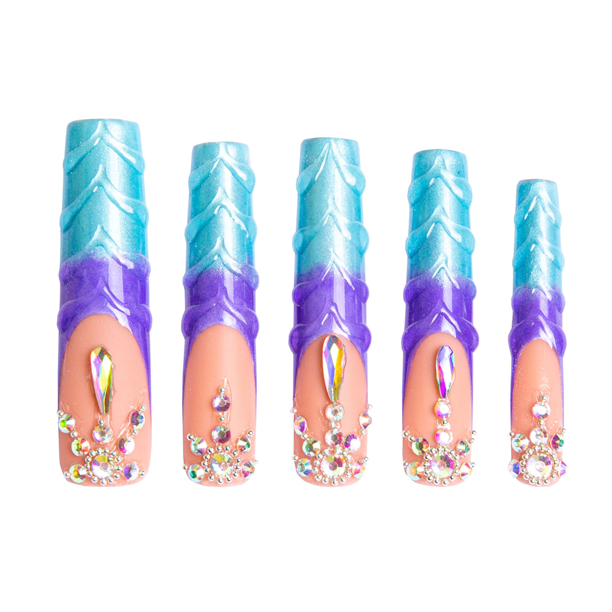 Mermaid Tail Handmade Nails H44