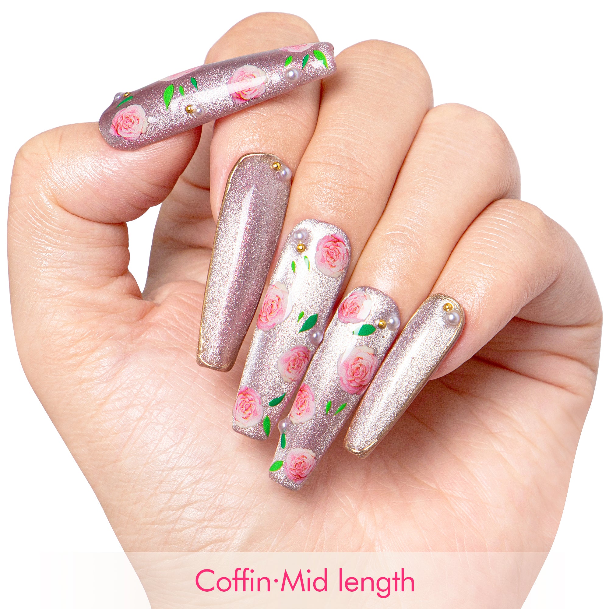 Victorian Rose Handmade Nails H440