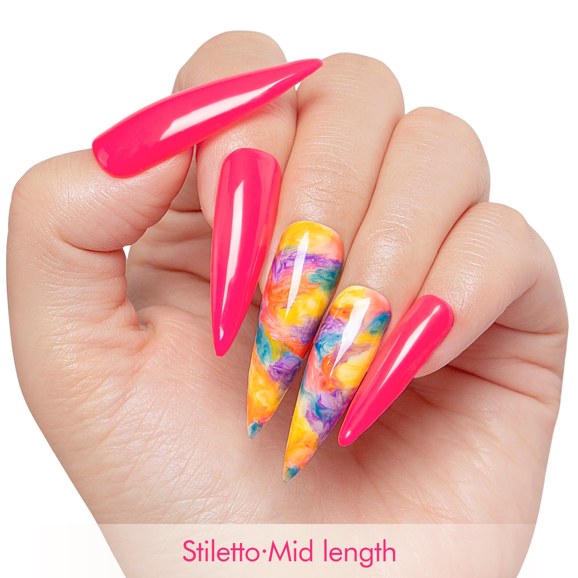 Gradient Neon Handmade Nails H442