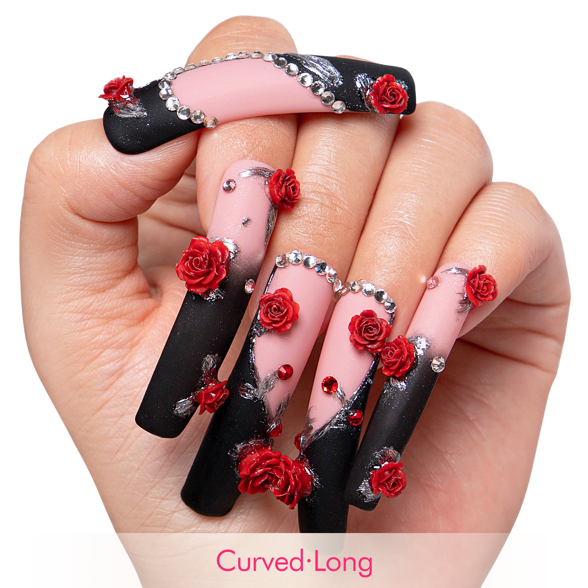 Scarlet Noir Handmade Nails H451