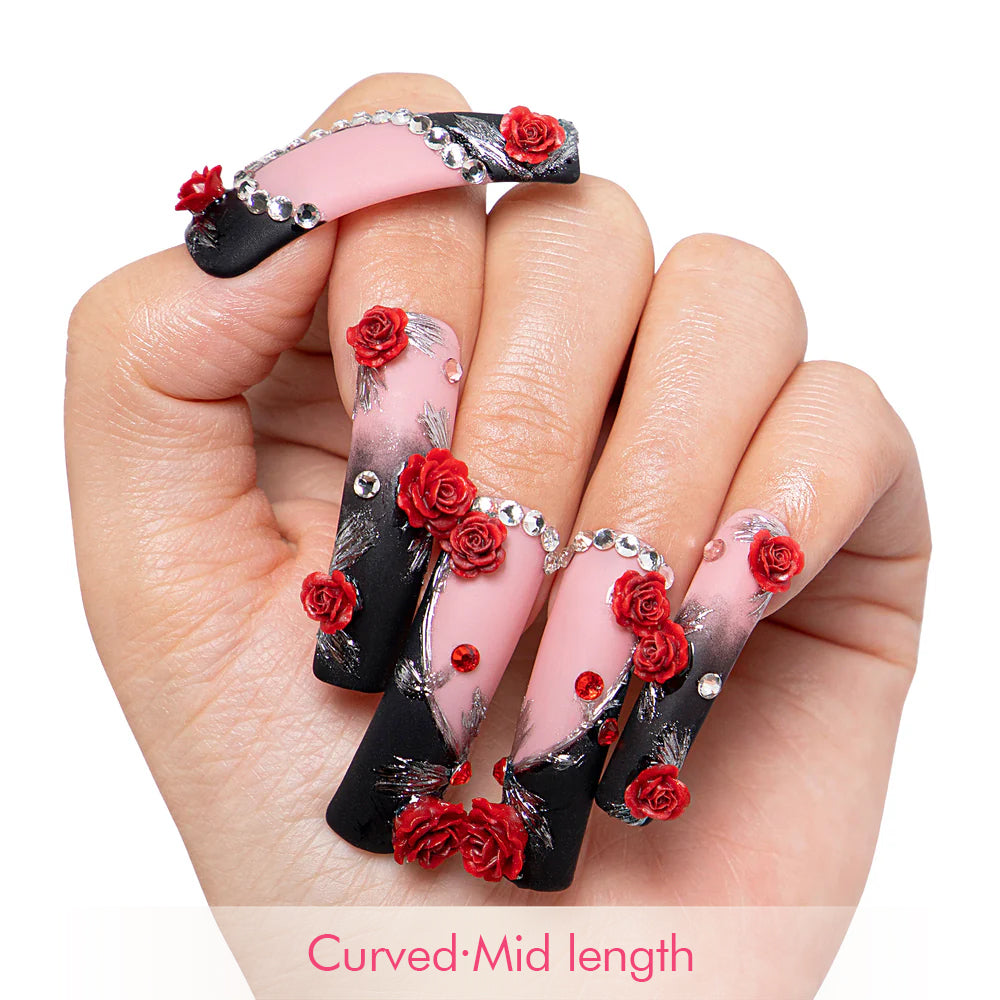 Scarlet Noir Handmade Nails H451