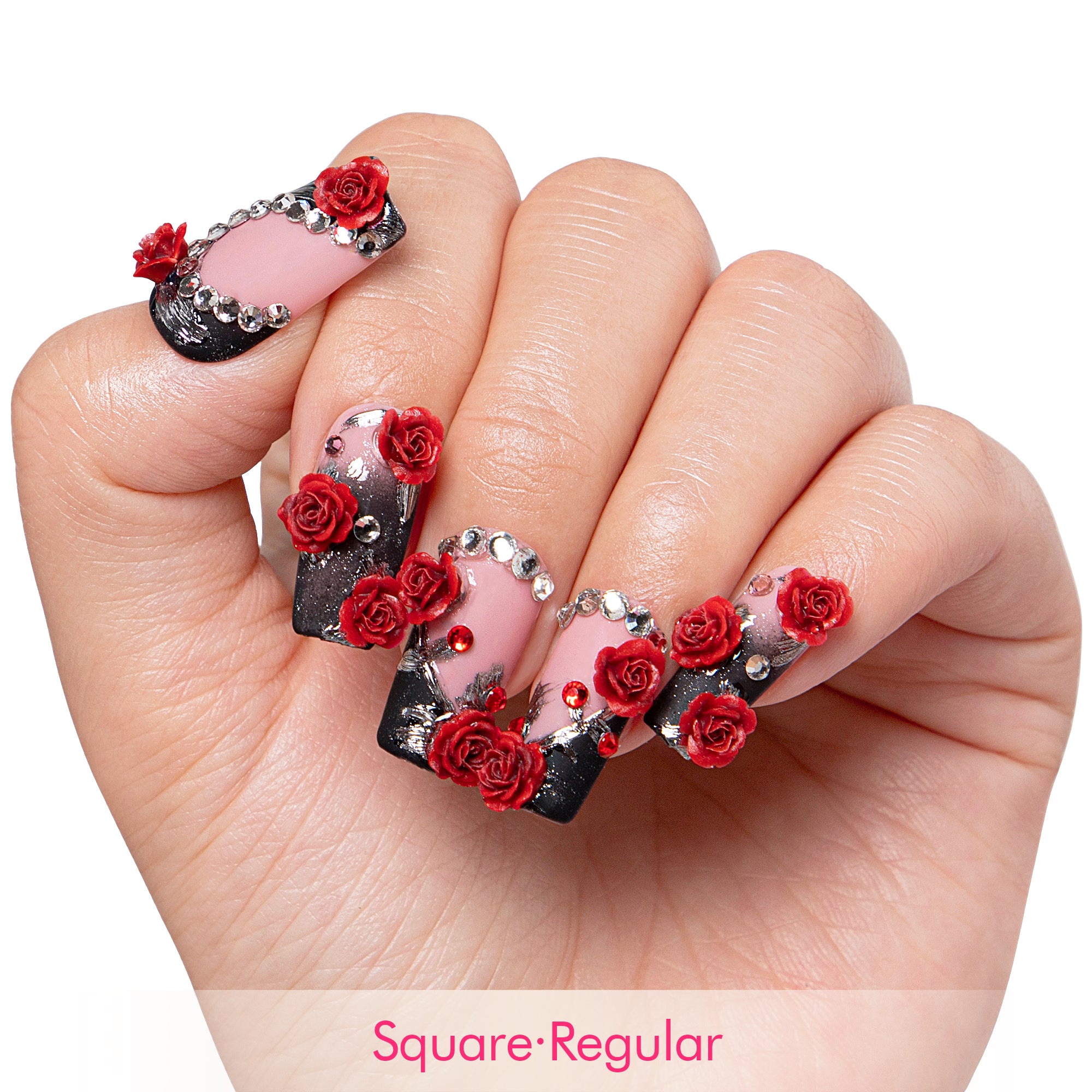 Scarlet Noir Handmade Nails H451