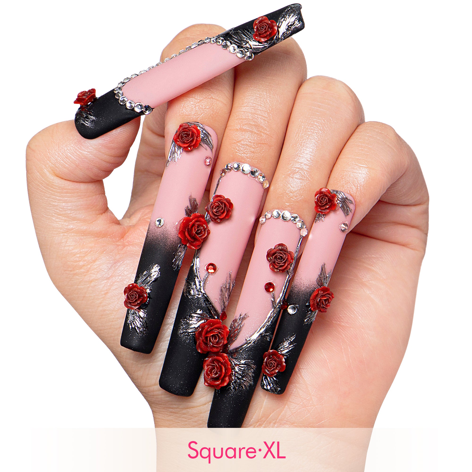 Scarlet Noir Handmade Nails H451