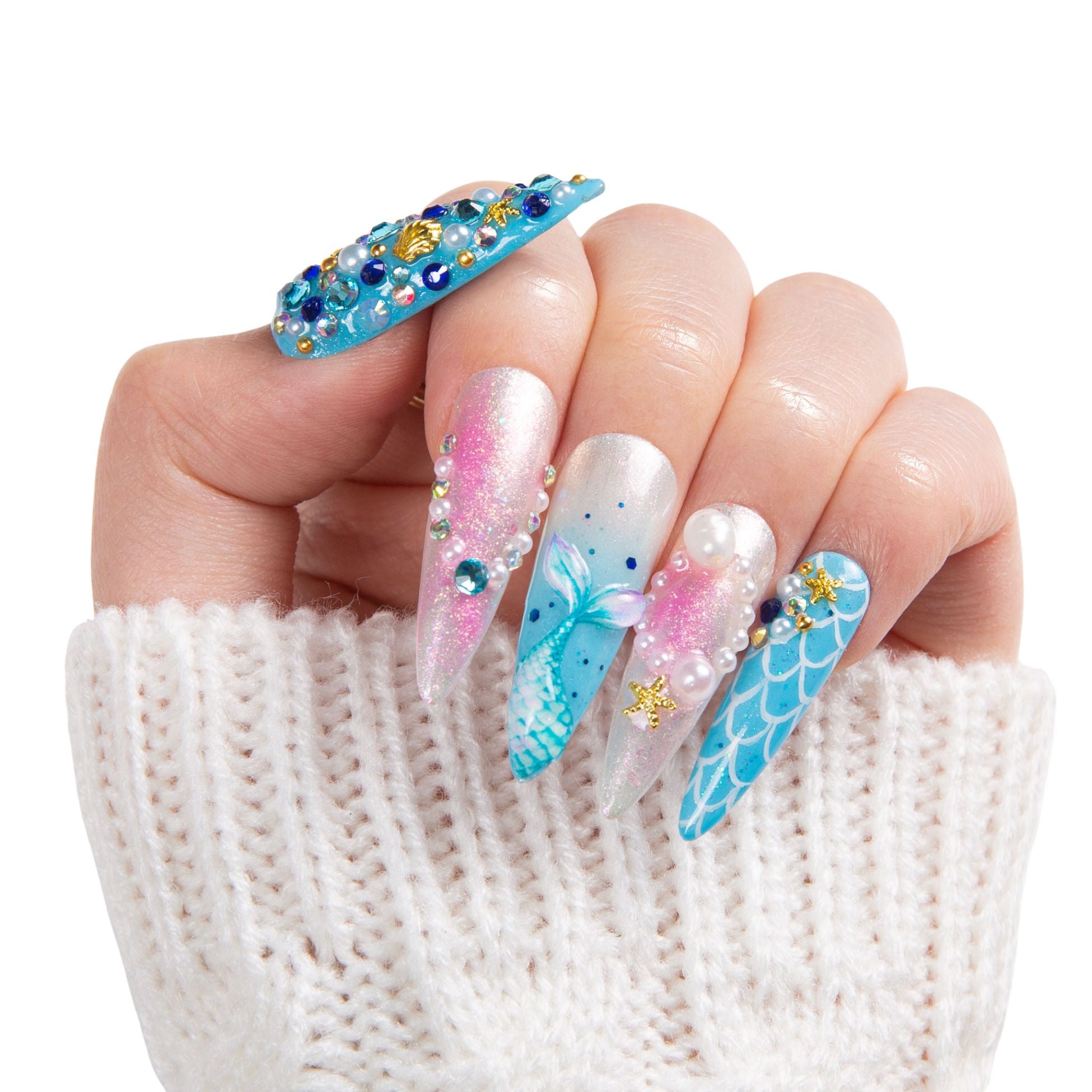 Kiss the Girl Handmade Stiletto Nails H455 RTS
