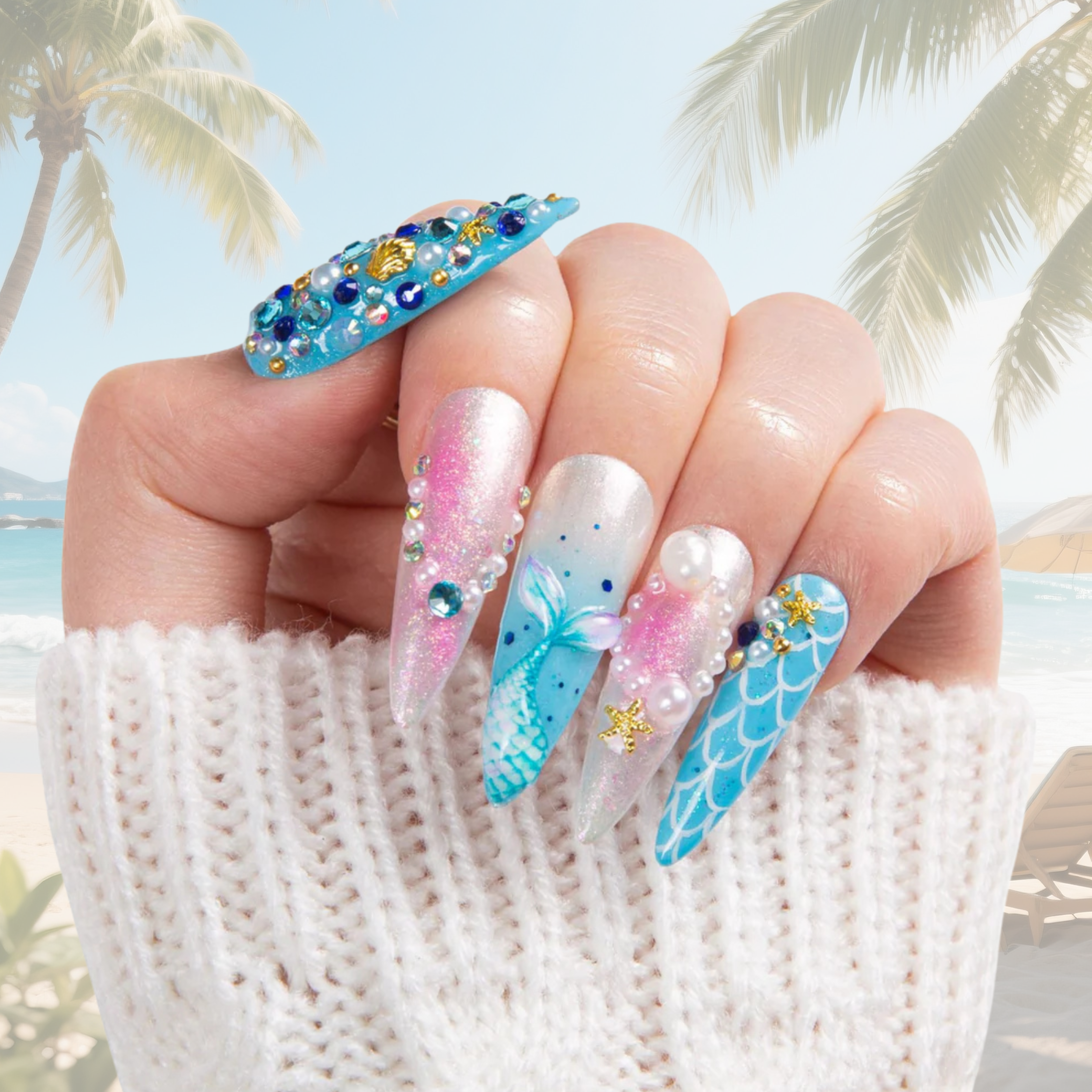 Kiss the Girl Handmade Nails H455