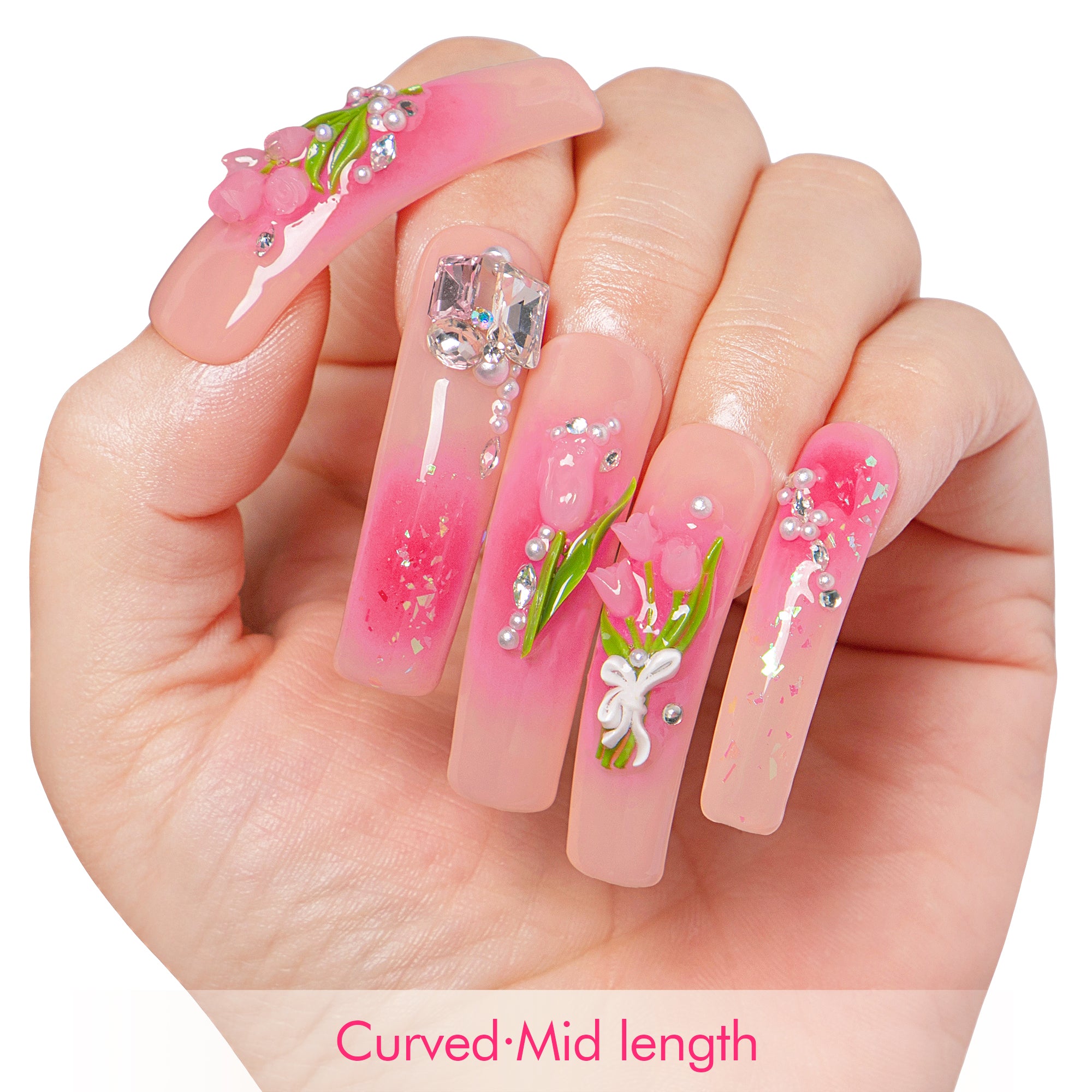Blushing Tulips Handmade Nails H459