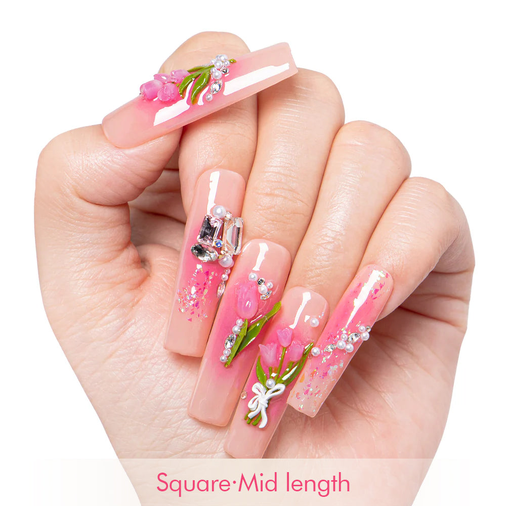 Blushing Tulips Handmade Nails H459