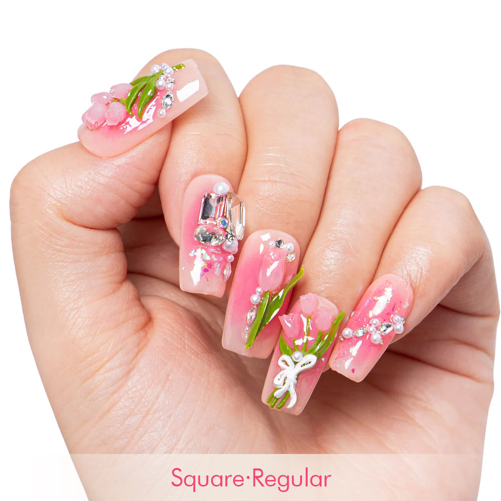 Blushing Tulips Handmade Nails H459