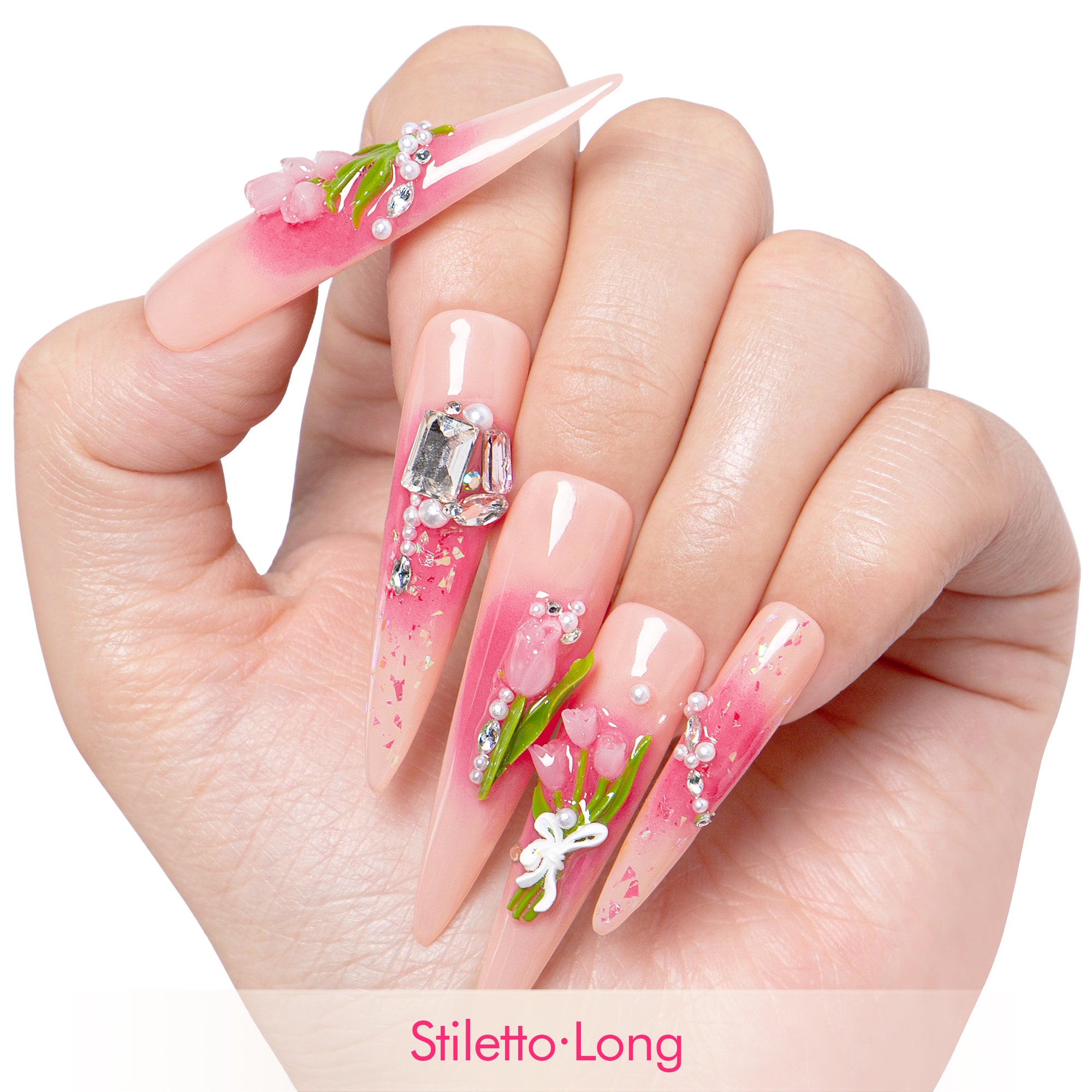Blushing Tulips Handmade Nails H459