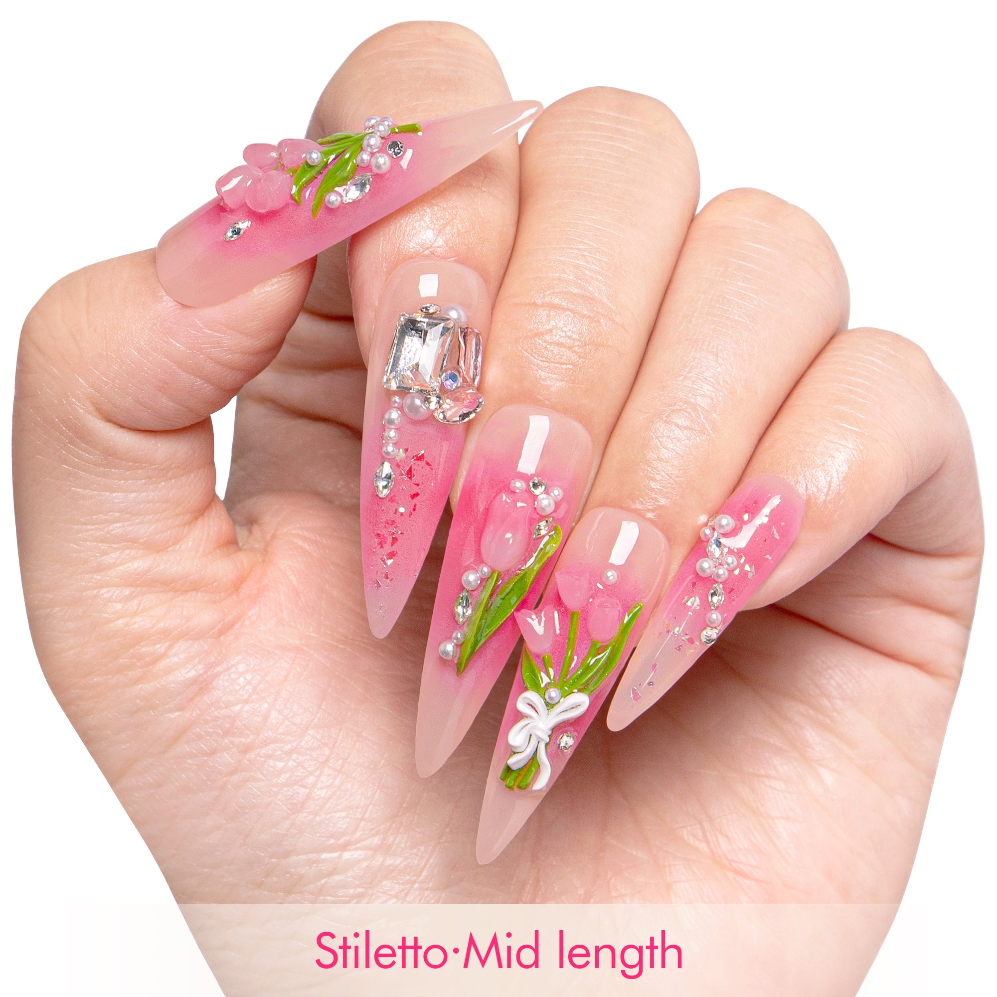 Blushing Tulips Handmade Nails H459