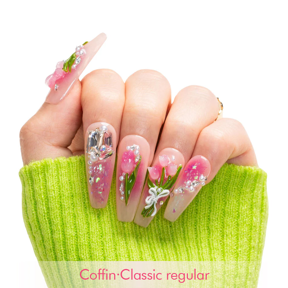 Blushing Tulips Handmade Nails H459