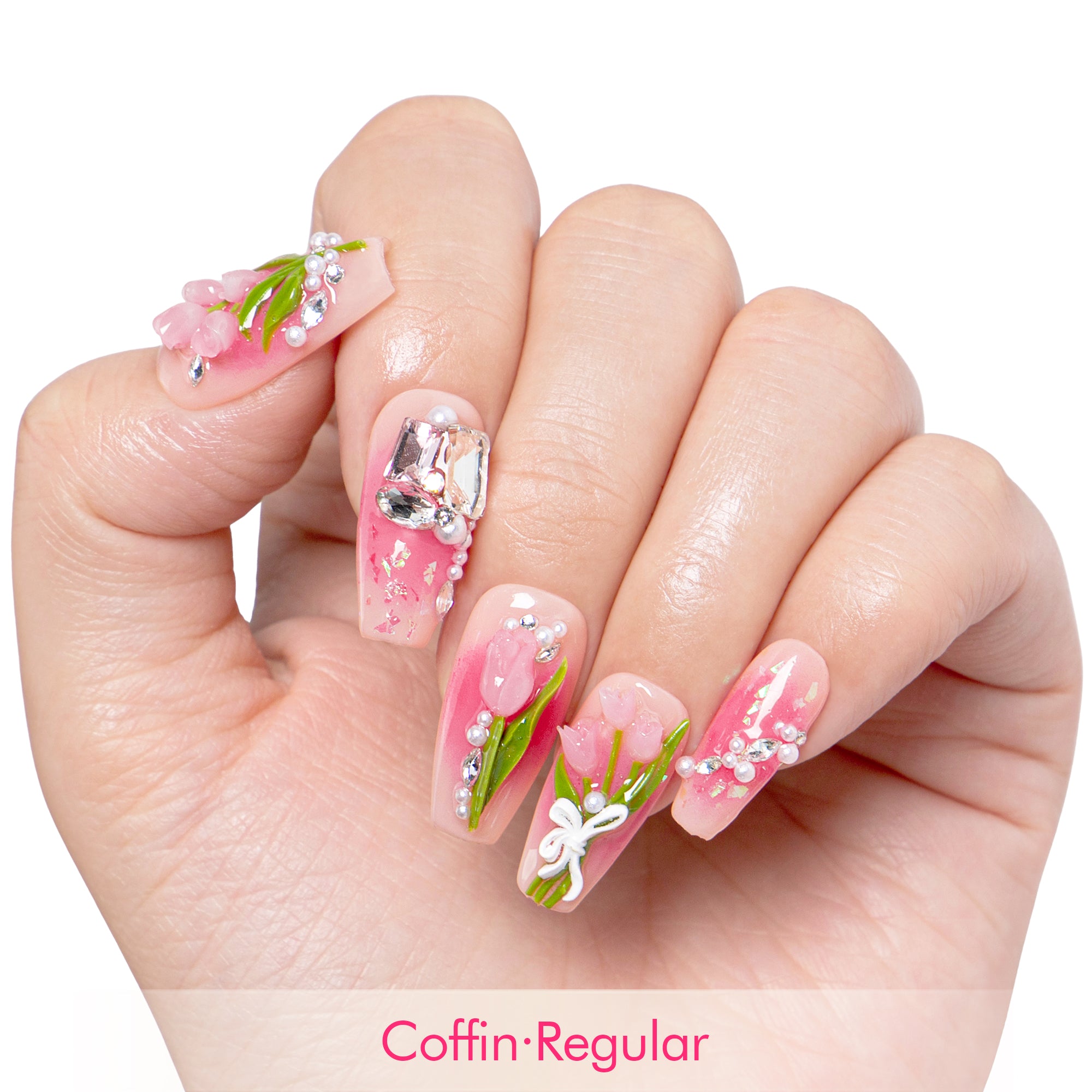 Blushing Tulips Handmade Nails H459
