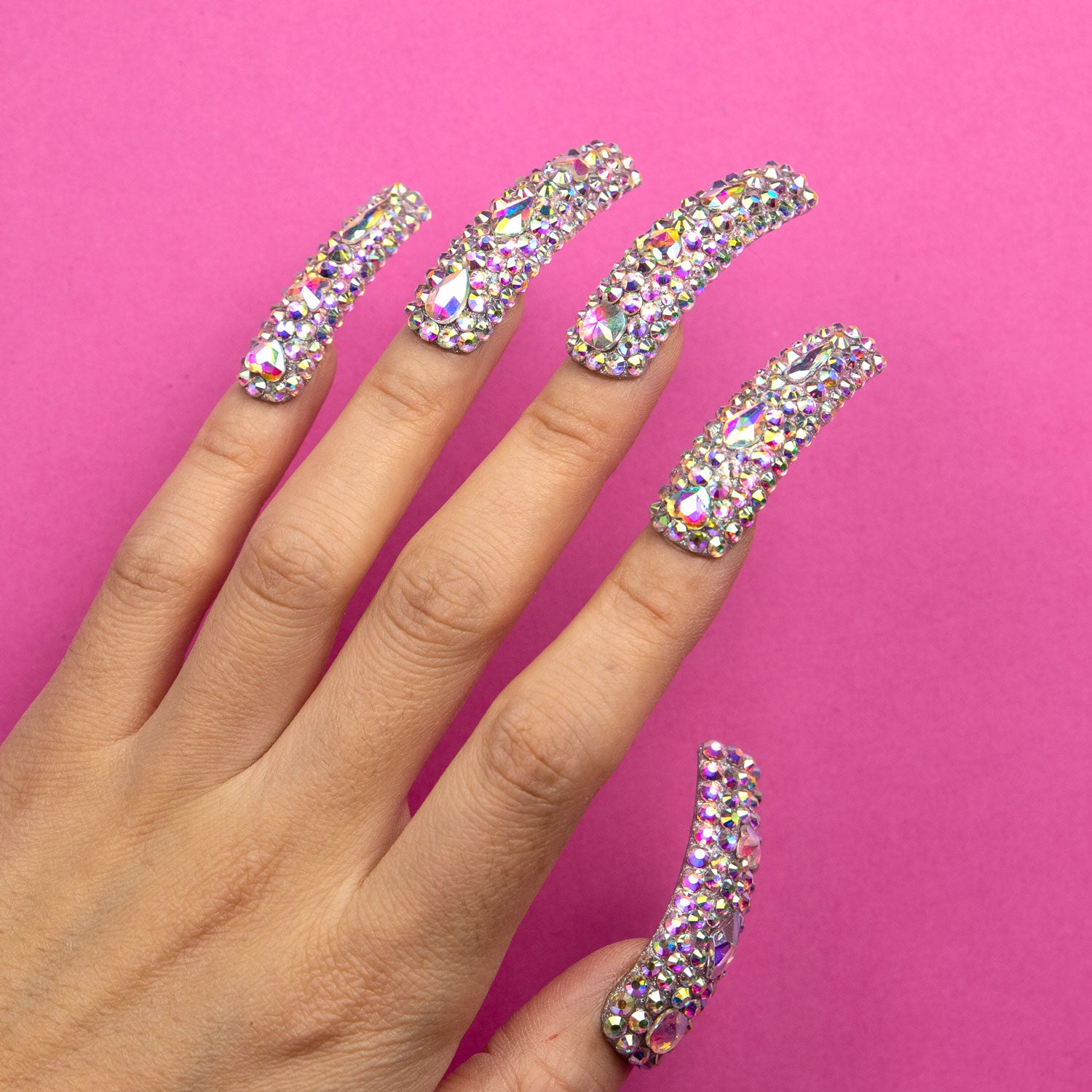 Eternal Stunning Rhinestone Handmade Curve Nails H46