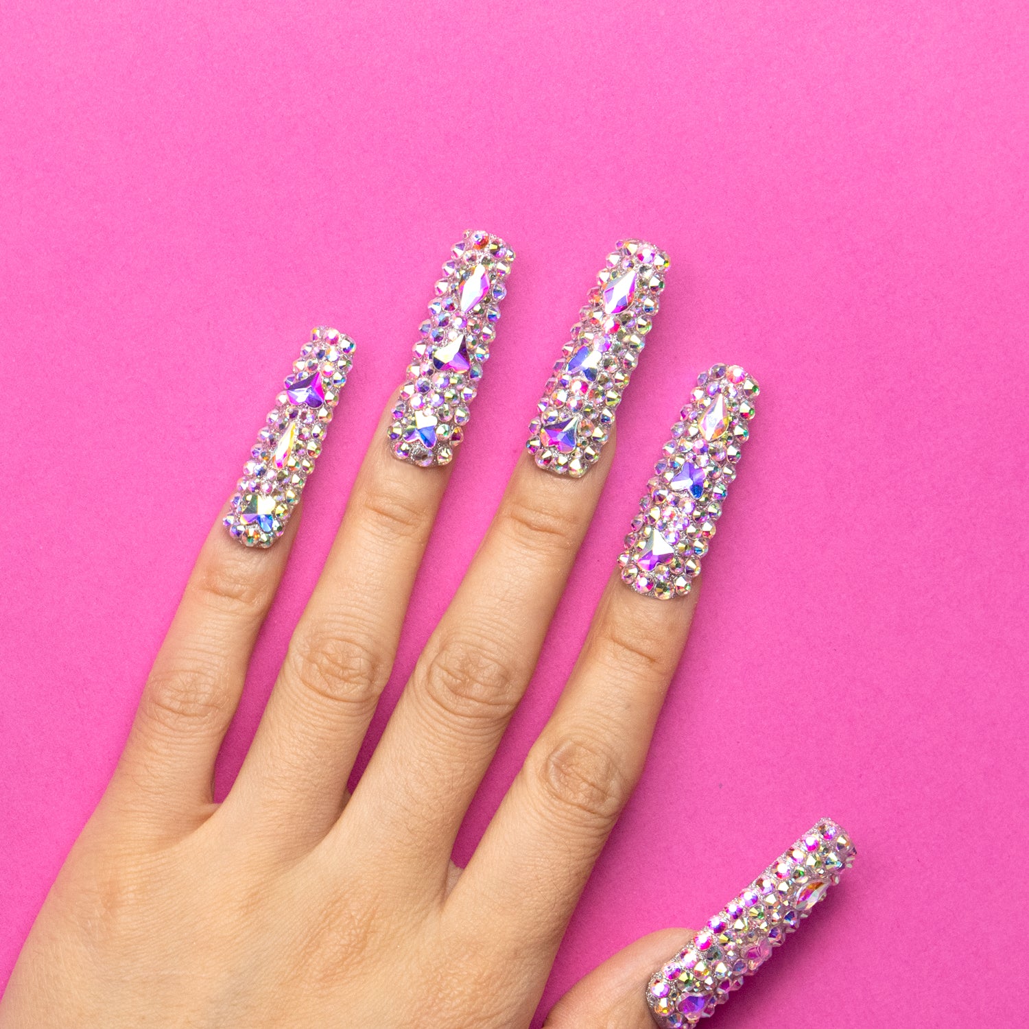 Eternal Stunning Rhinestone Handmade Square Nails H46