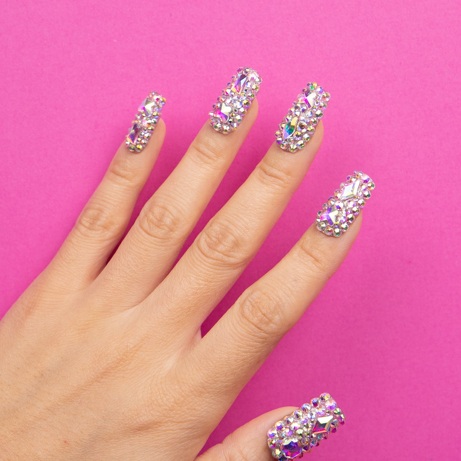 Eternal Stunning Rhinestone Handmade Square Nails H46