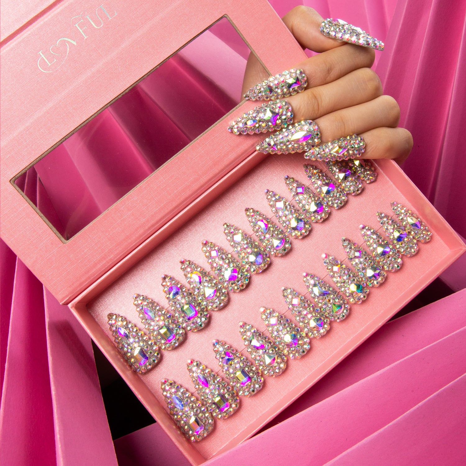 Eternal Stunning Rhinestone Handmade Nails 24pcs H46