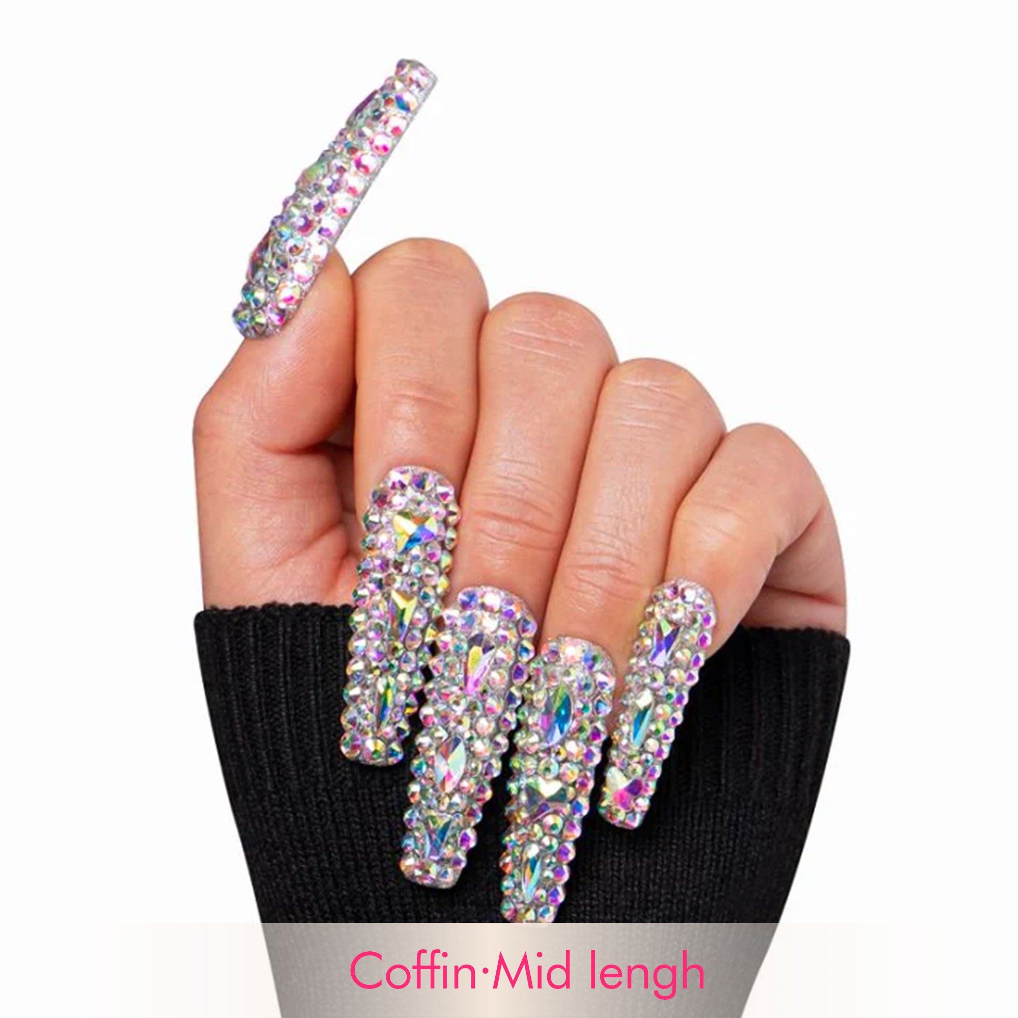 Eternal Stunning Rhinestone Handmade Nails H46