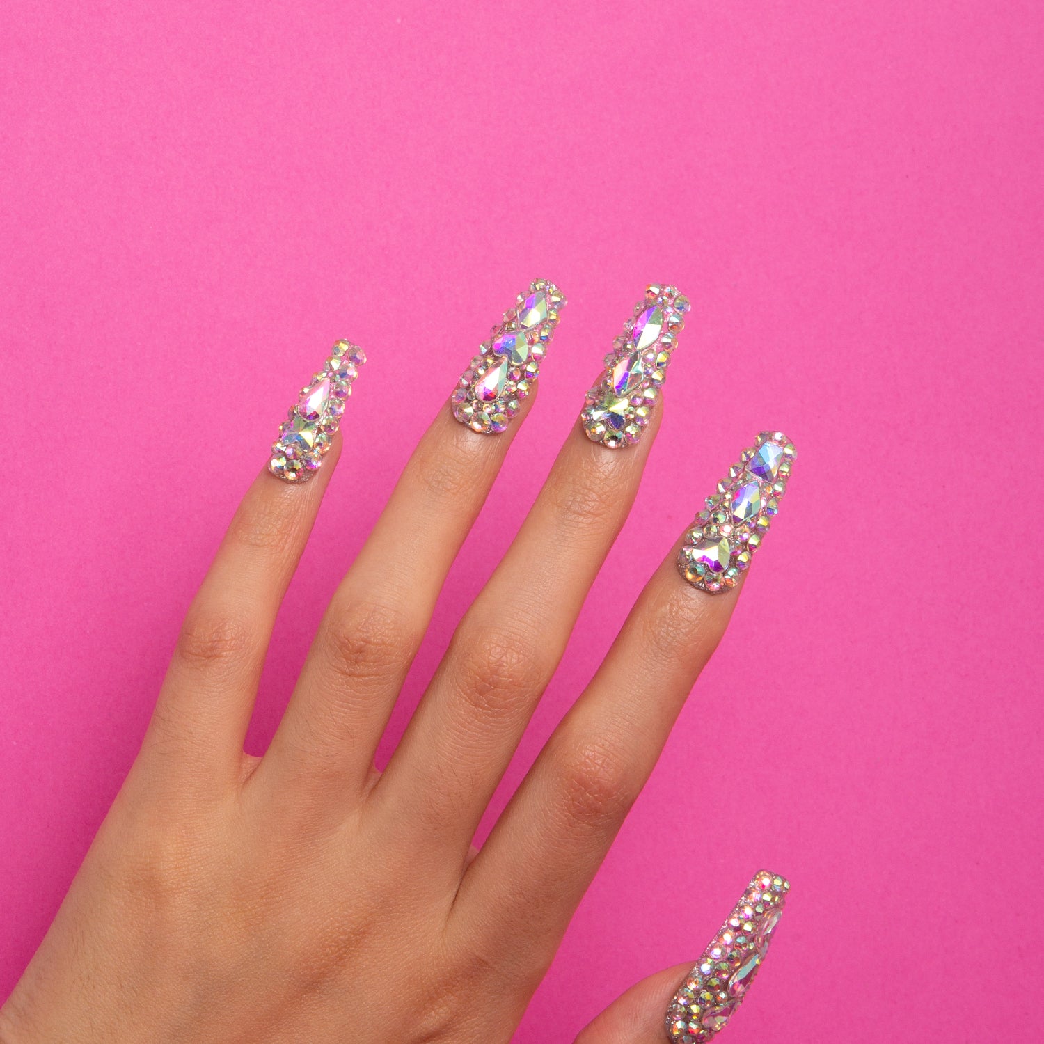 Eternal Stunning Rhinestone Handmade Coffin Nails H46