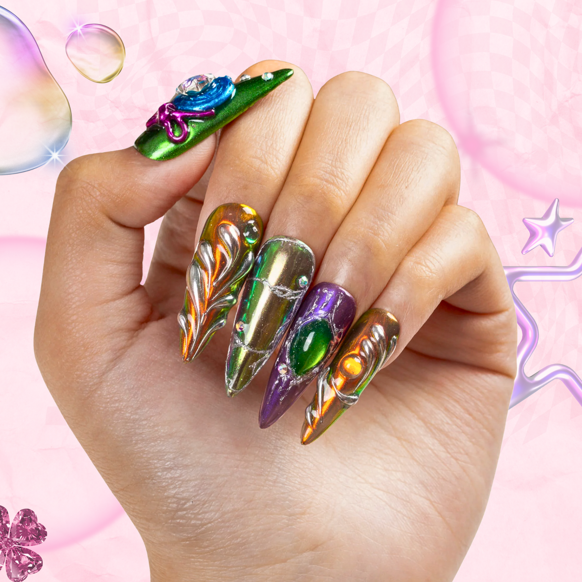 Chrome Couture Stellar Muse Handmade Nails H463