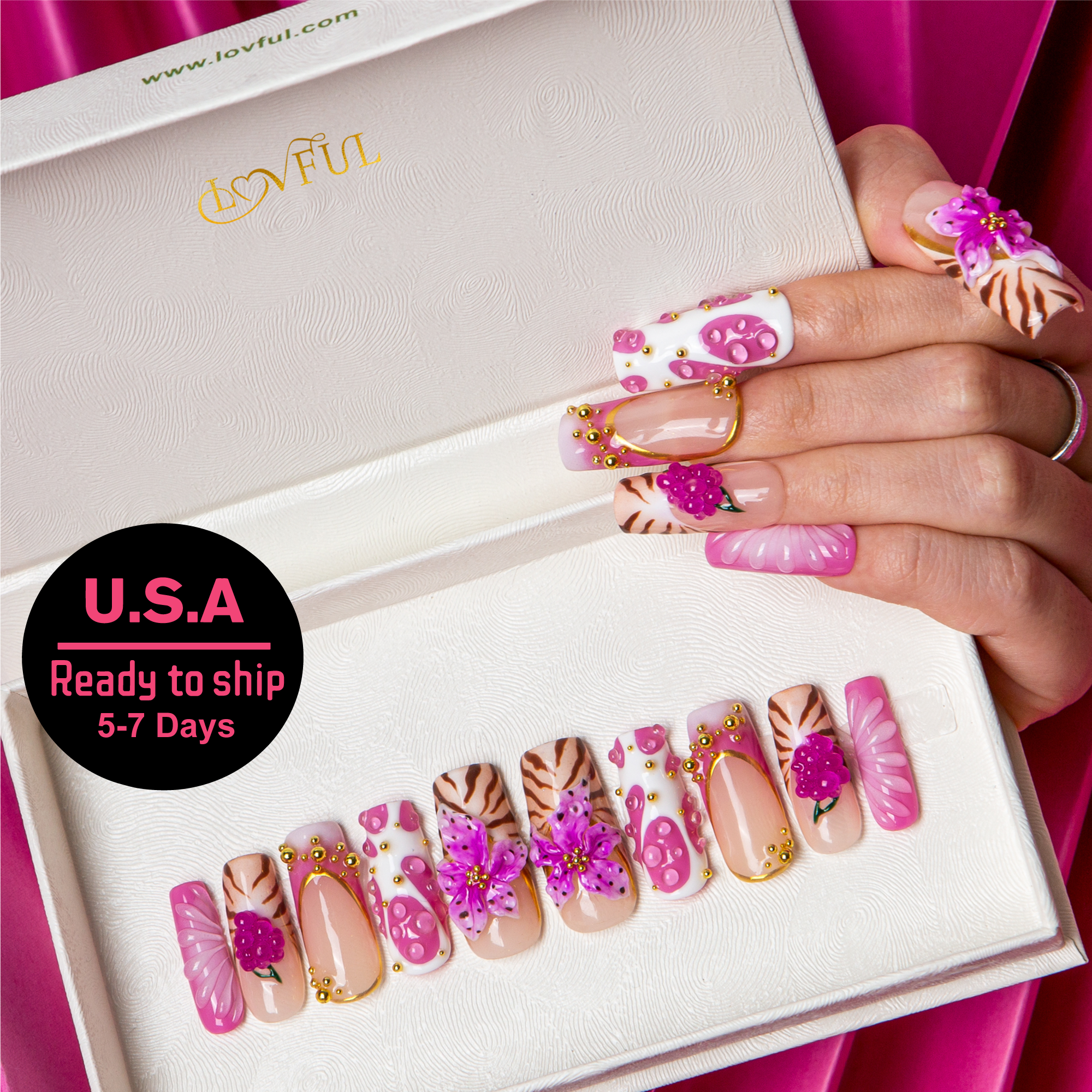 La Vida Rosé Handmade Square Nails H470 RTS