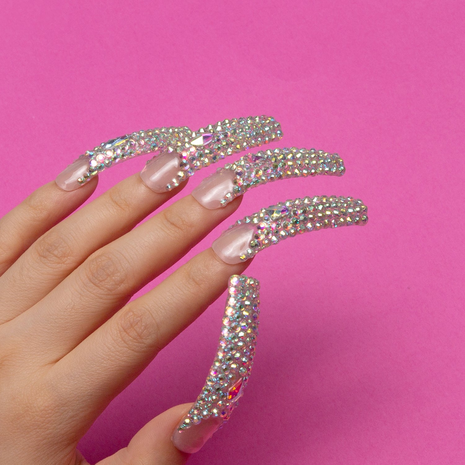 Angel's Tear Rhinestone Handmade Curve Nails H48