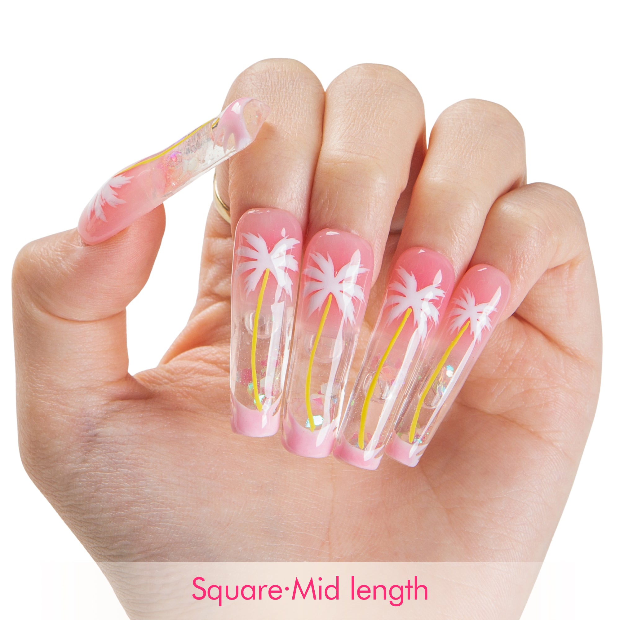 Moonlit Coast Handmade Fluid Glitter Nails GLOW IN THE DARK H680