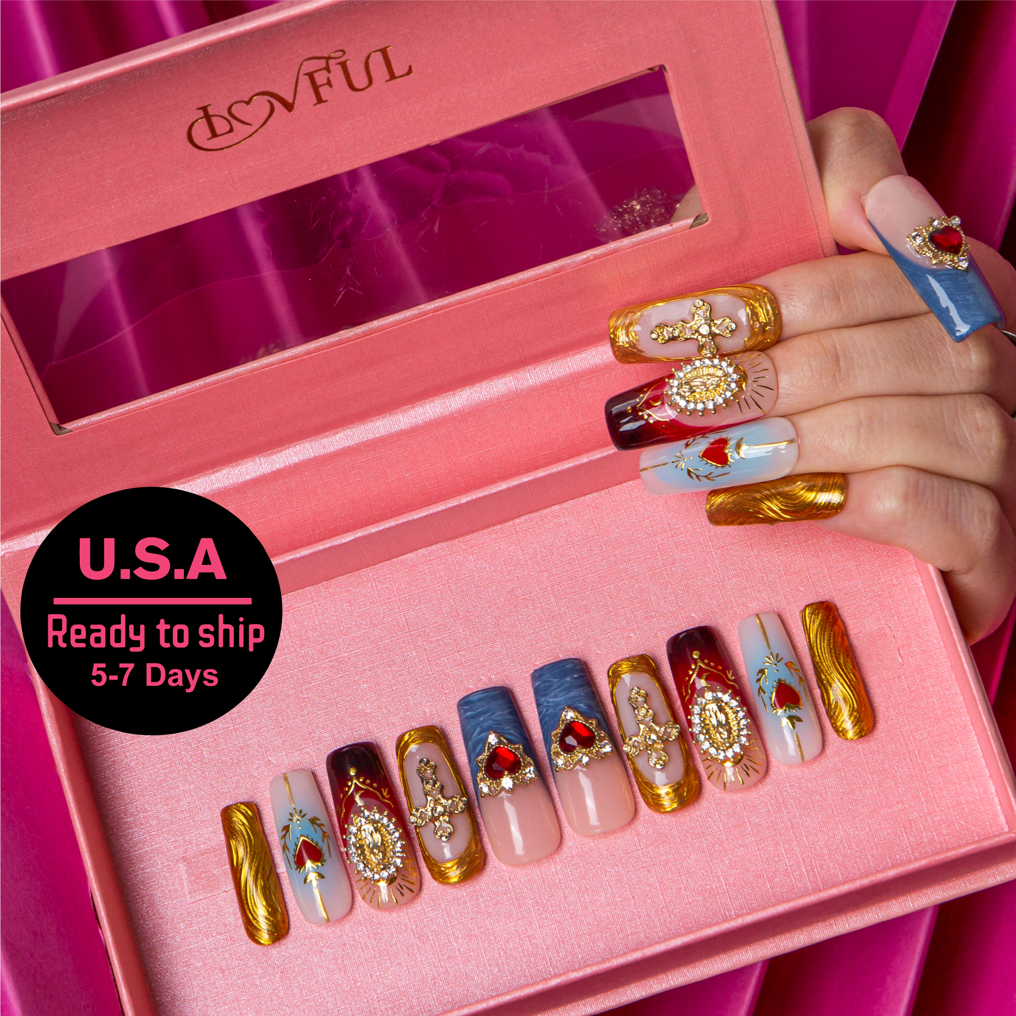 Crown of the Fairest Handmade Nails H491 RTS