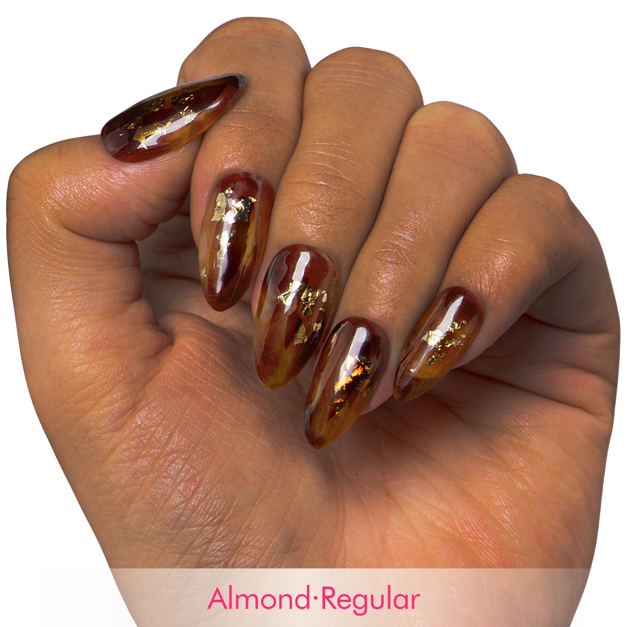 Dark Cognac Gleam Handmade Nails H507