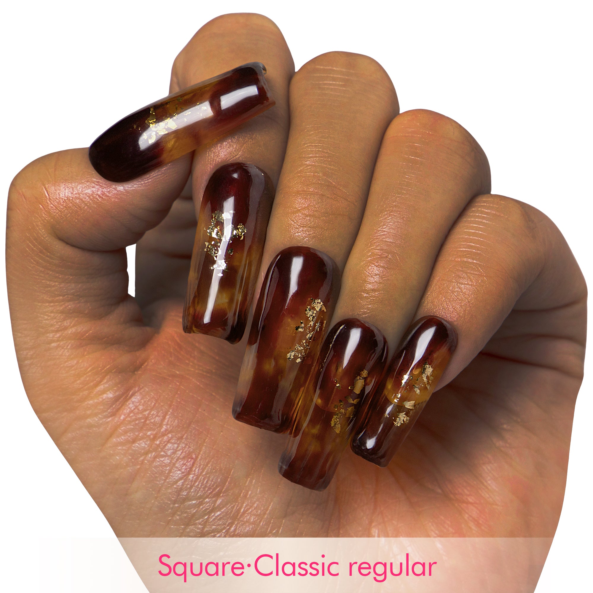 Dark Cognac Gleam Handmade Nails H507