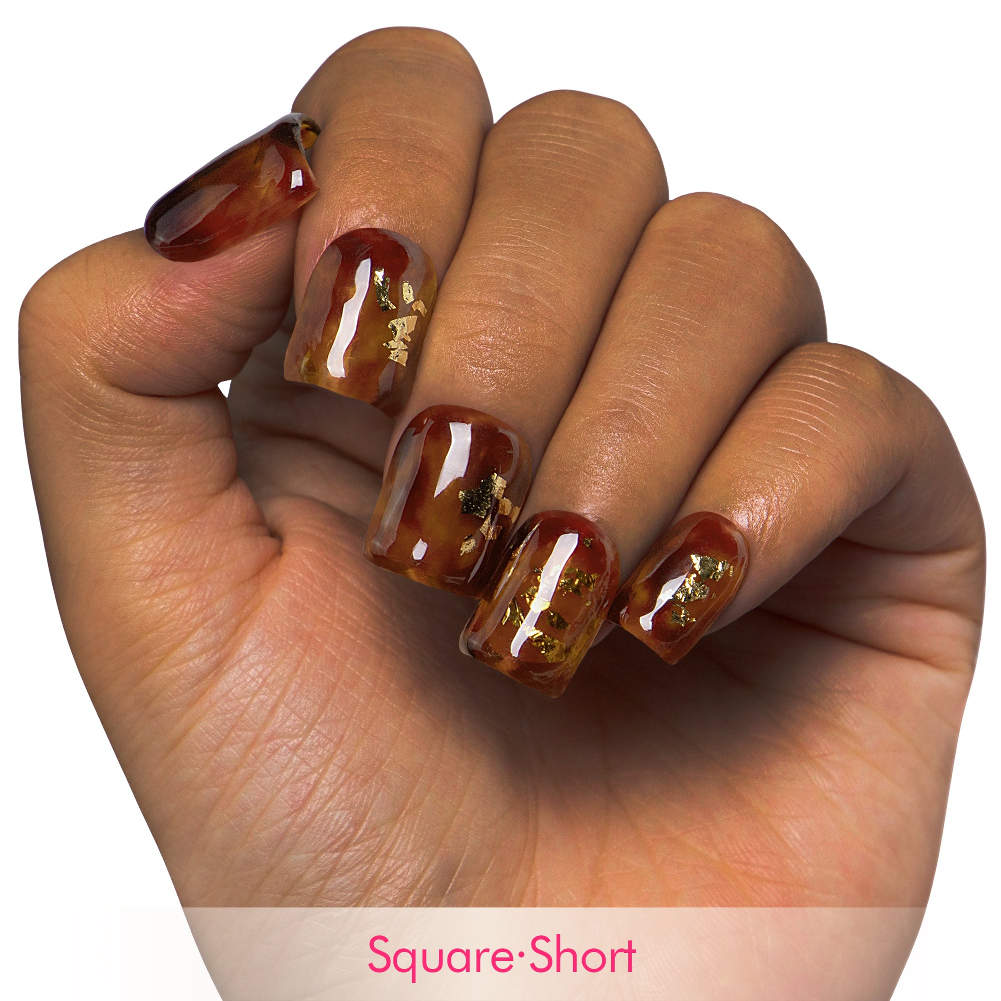 Dark Cognac Gleam Handmade Nails H507