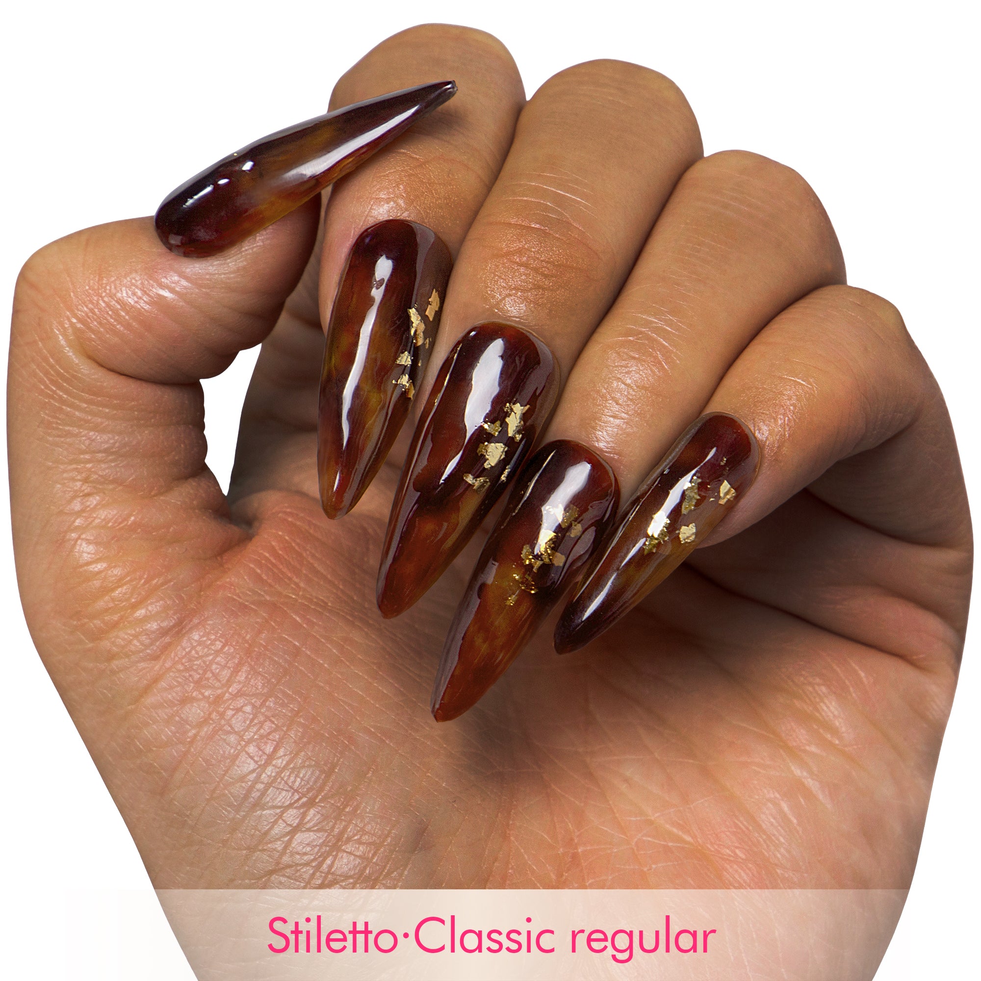 Dark Cognac Gleam Handmade Nails H507