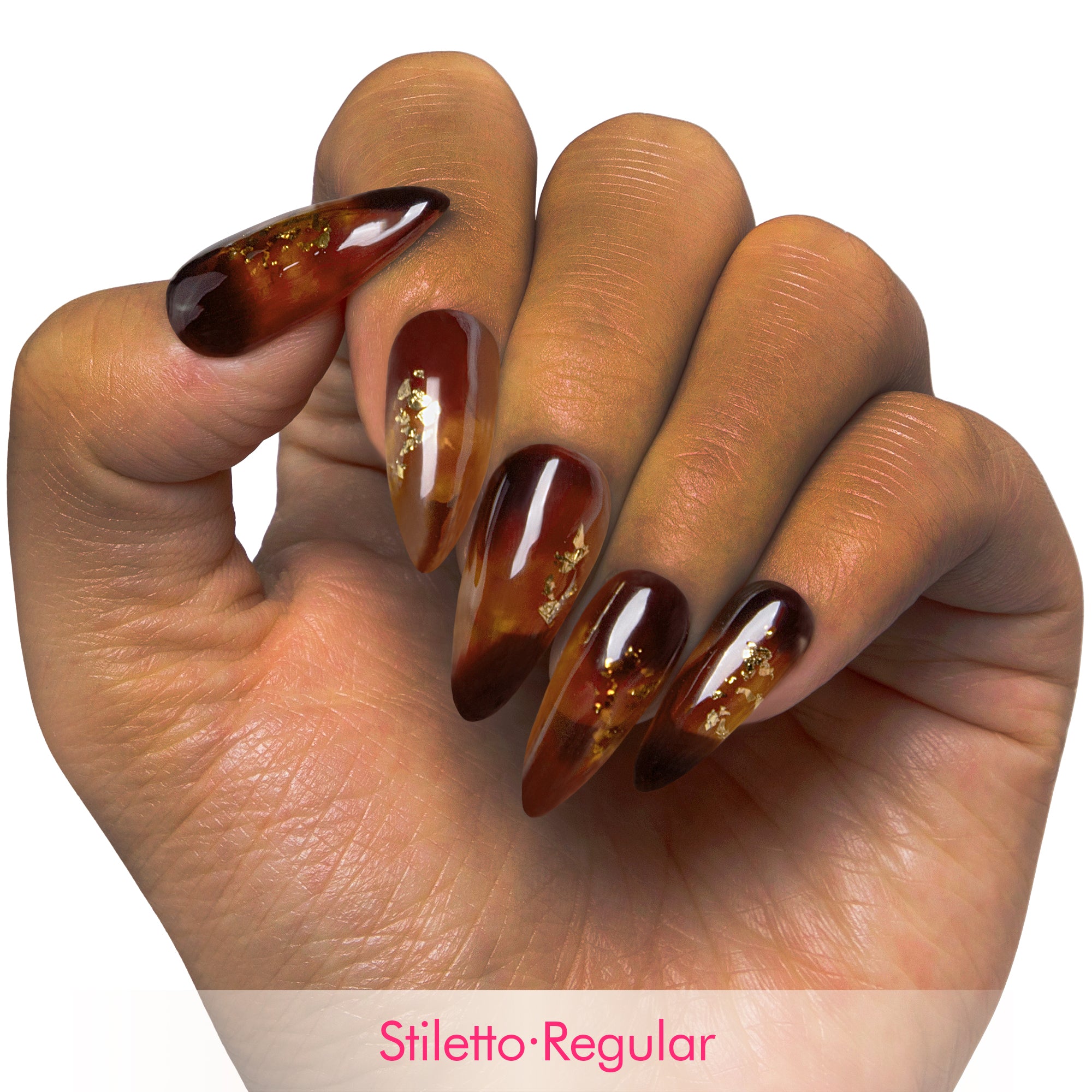 Dark Cognac Gleam Handmade Nails H507