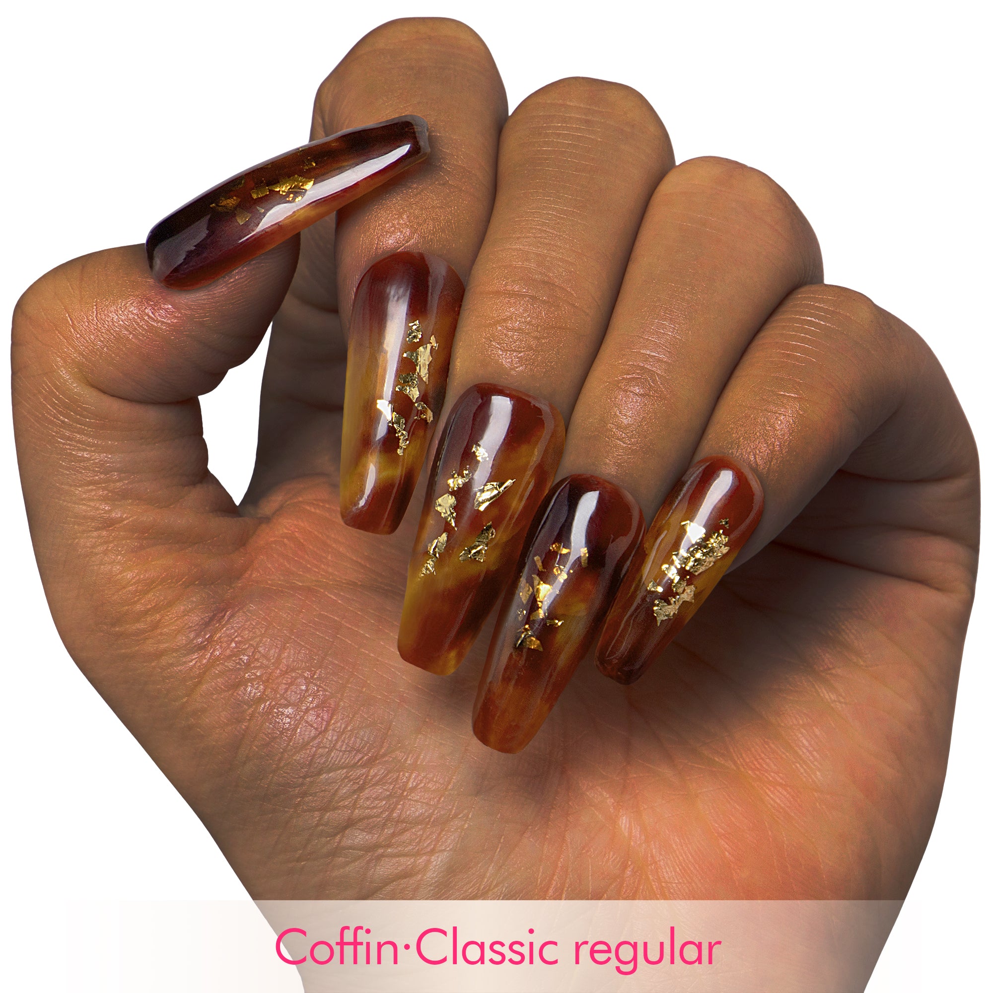 Dark Cognac Gleam Handmade Nails H507