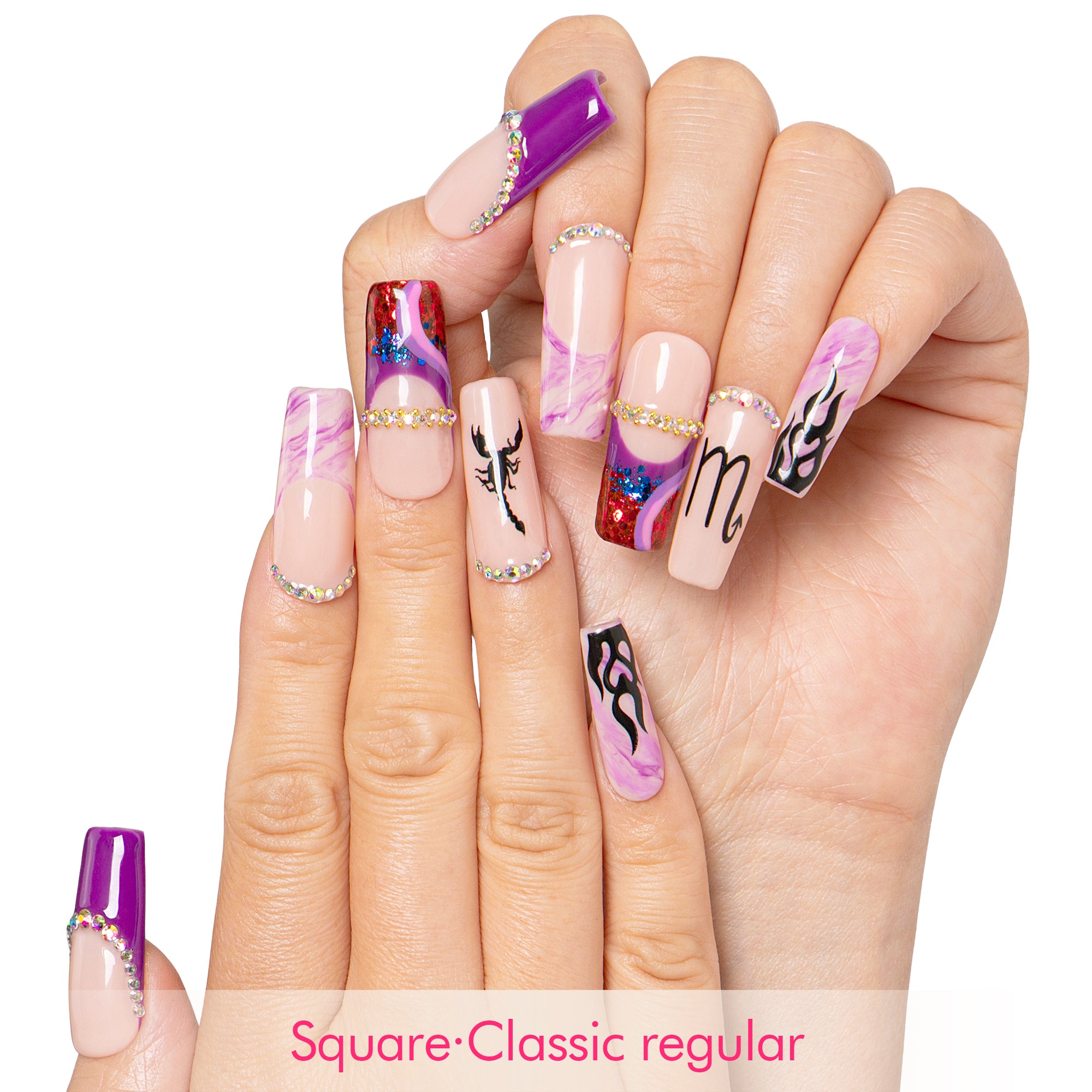 Scorpion Flame Handmade Nails H512