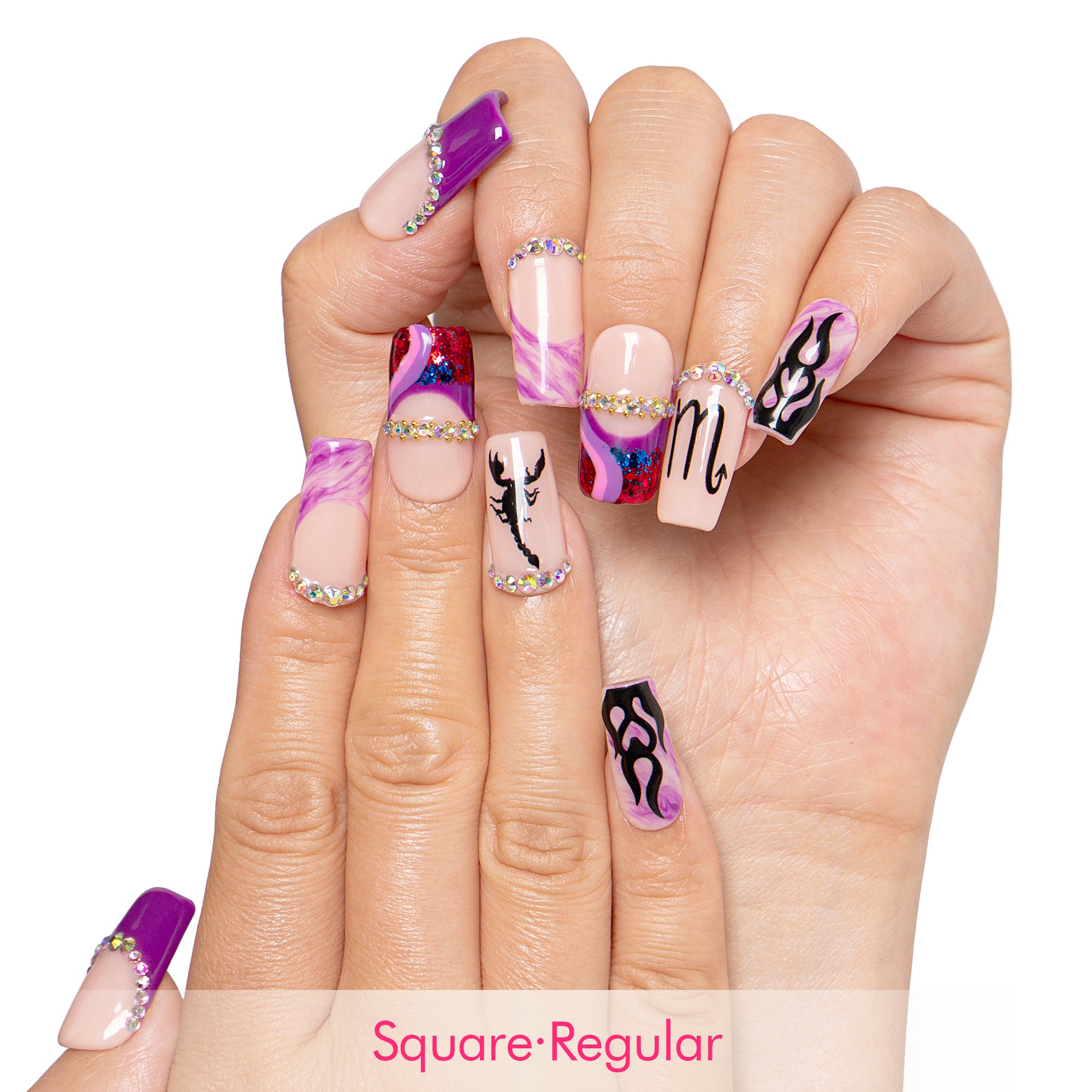 Scorpion Flame Handmade Nails H512