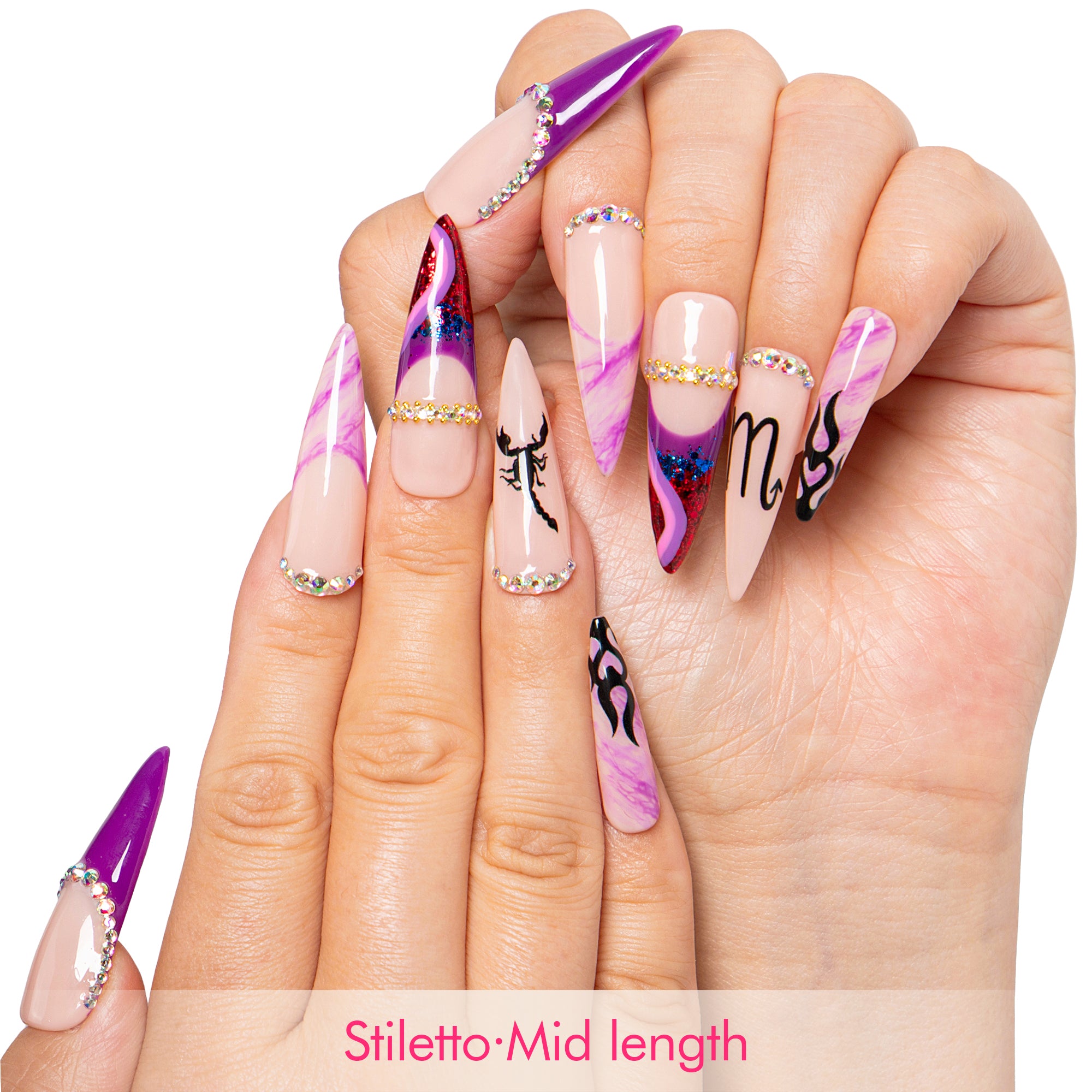 Scorpion Flame Handmade Nails H512