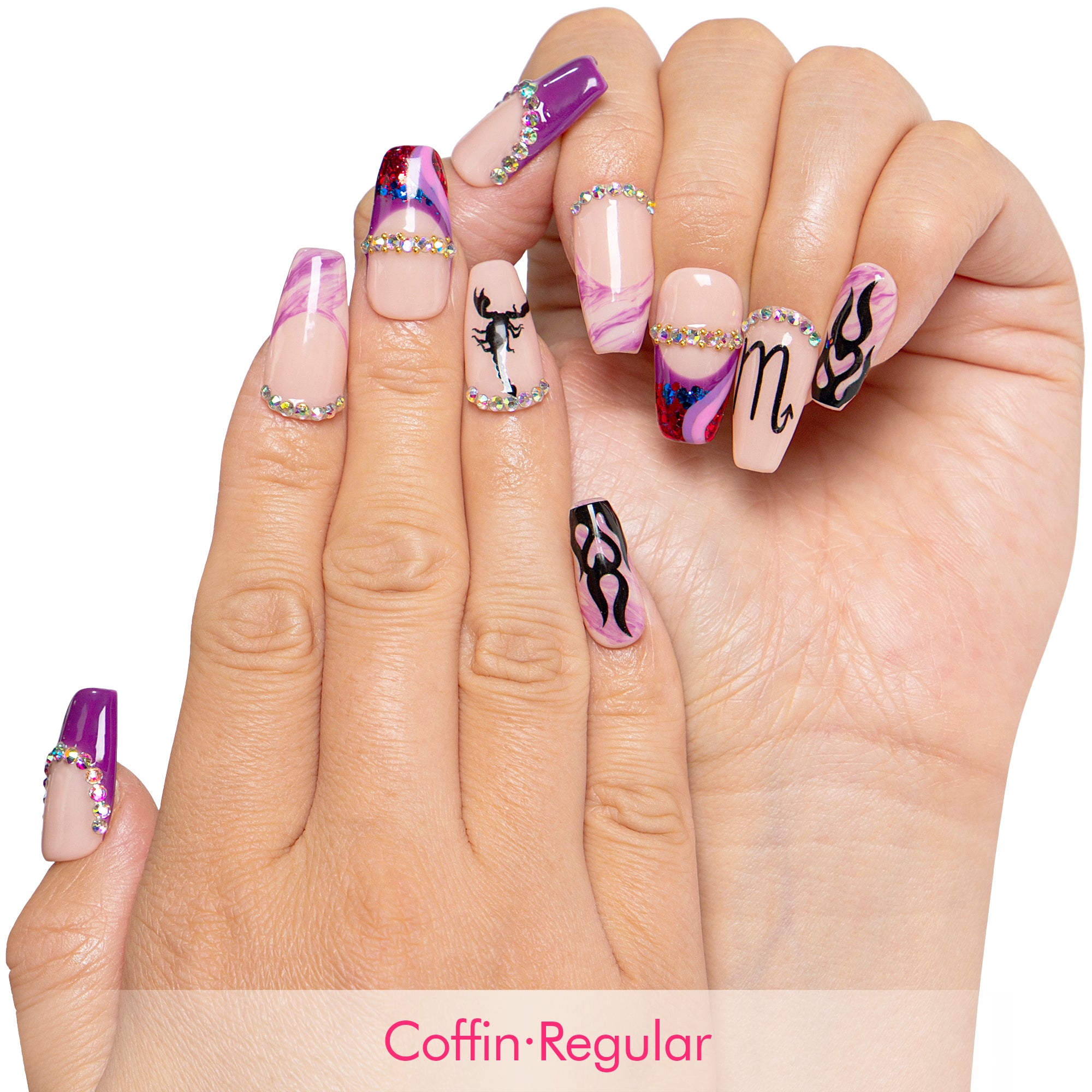 Scorpion Flame Handmade Nails H512